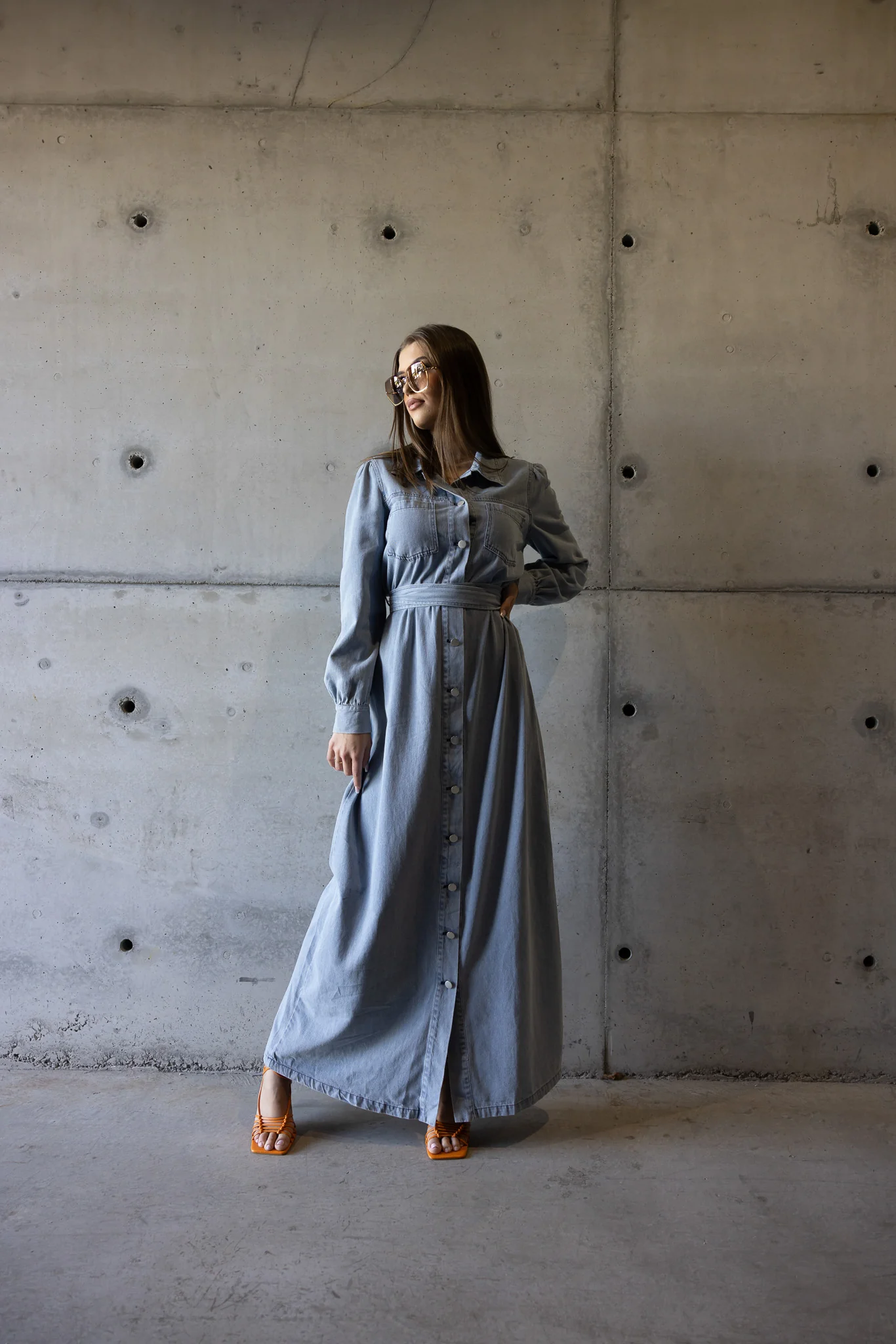Abra Snap Button Denim Dress - Image 17