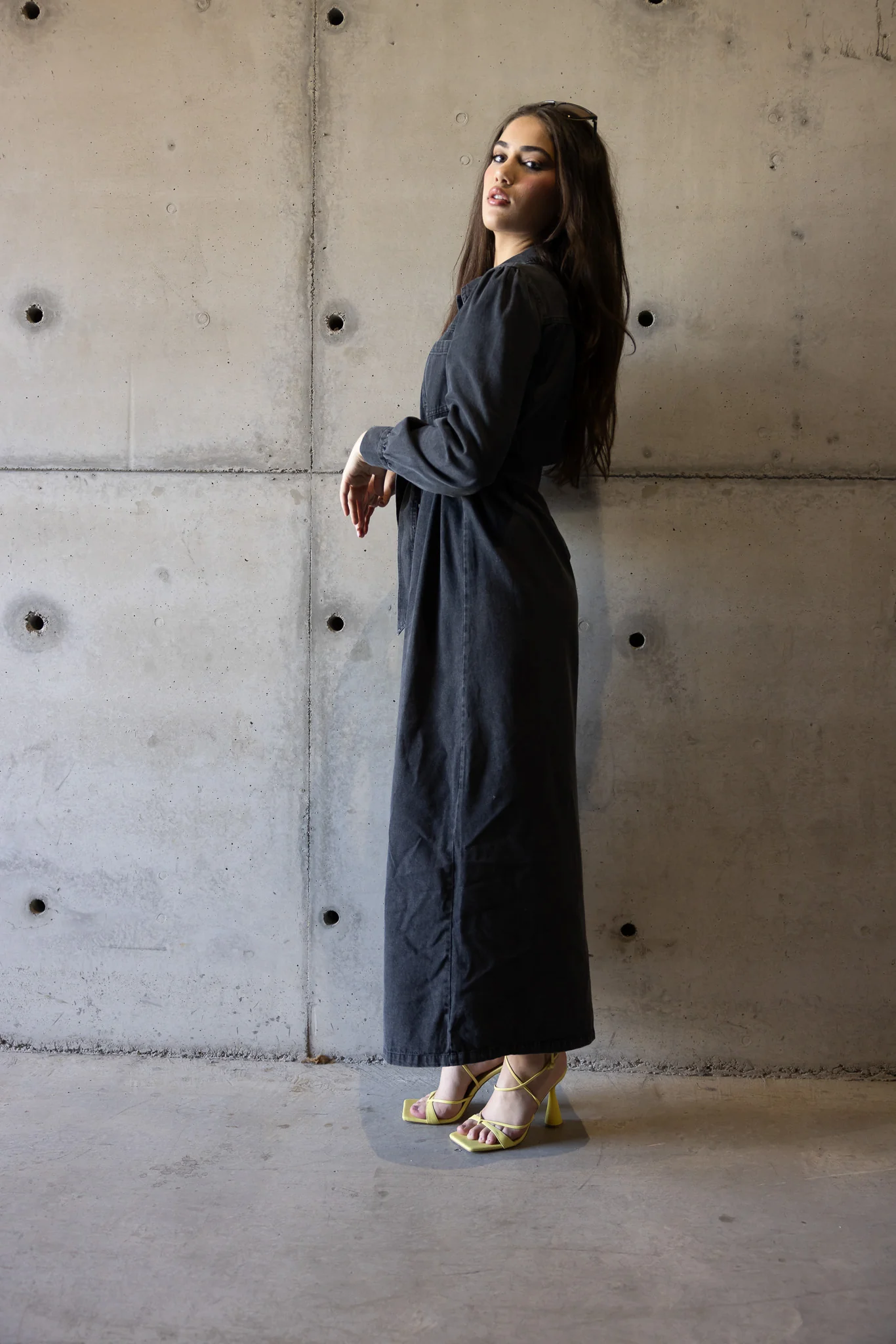 Abra Snap Button Denim Dress - Image 4