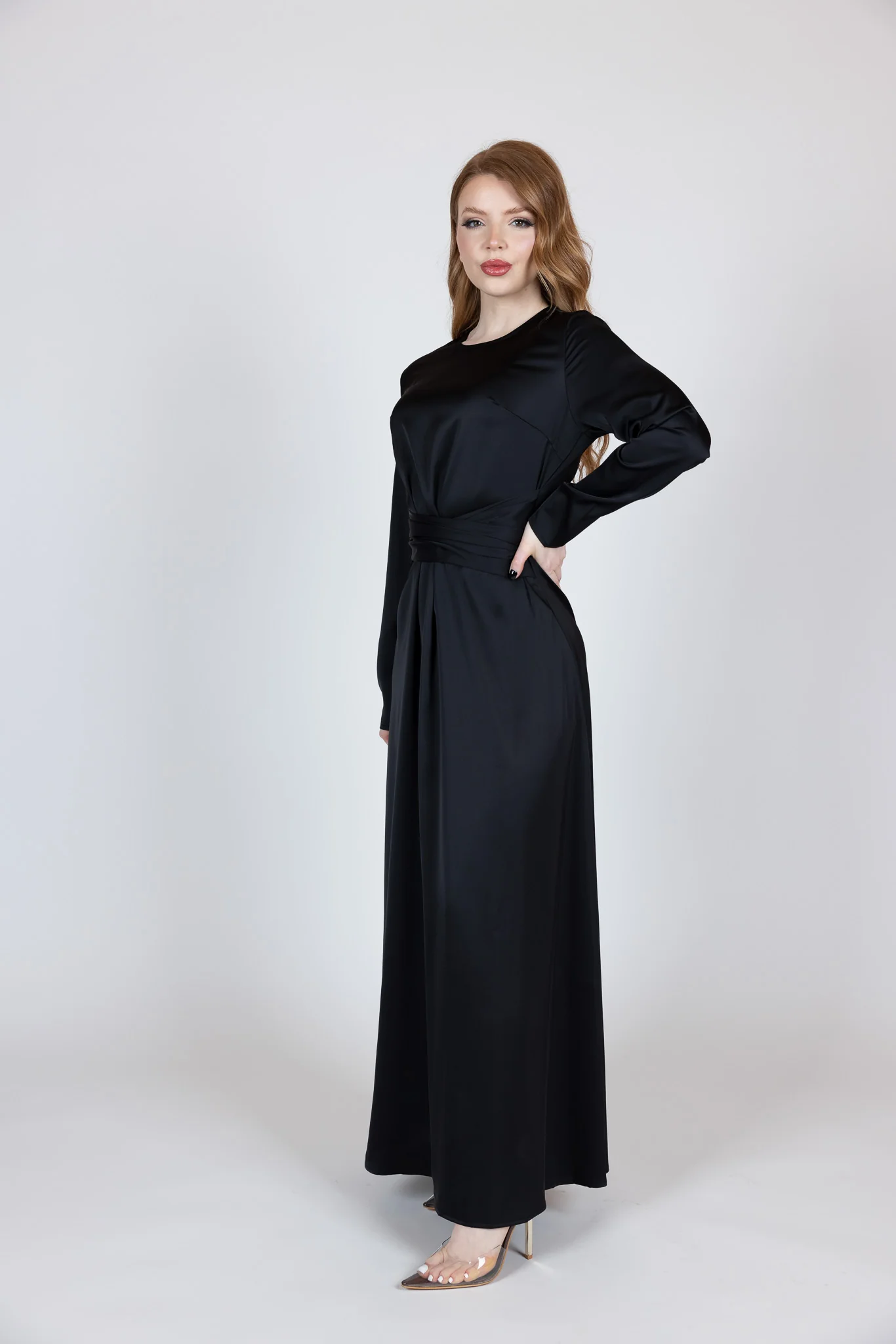 Abril Satin Tie Abaya - Image 15