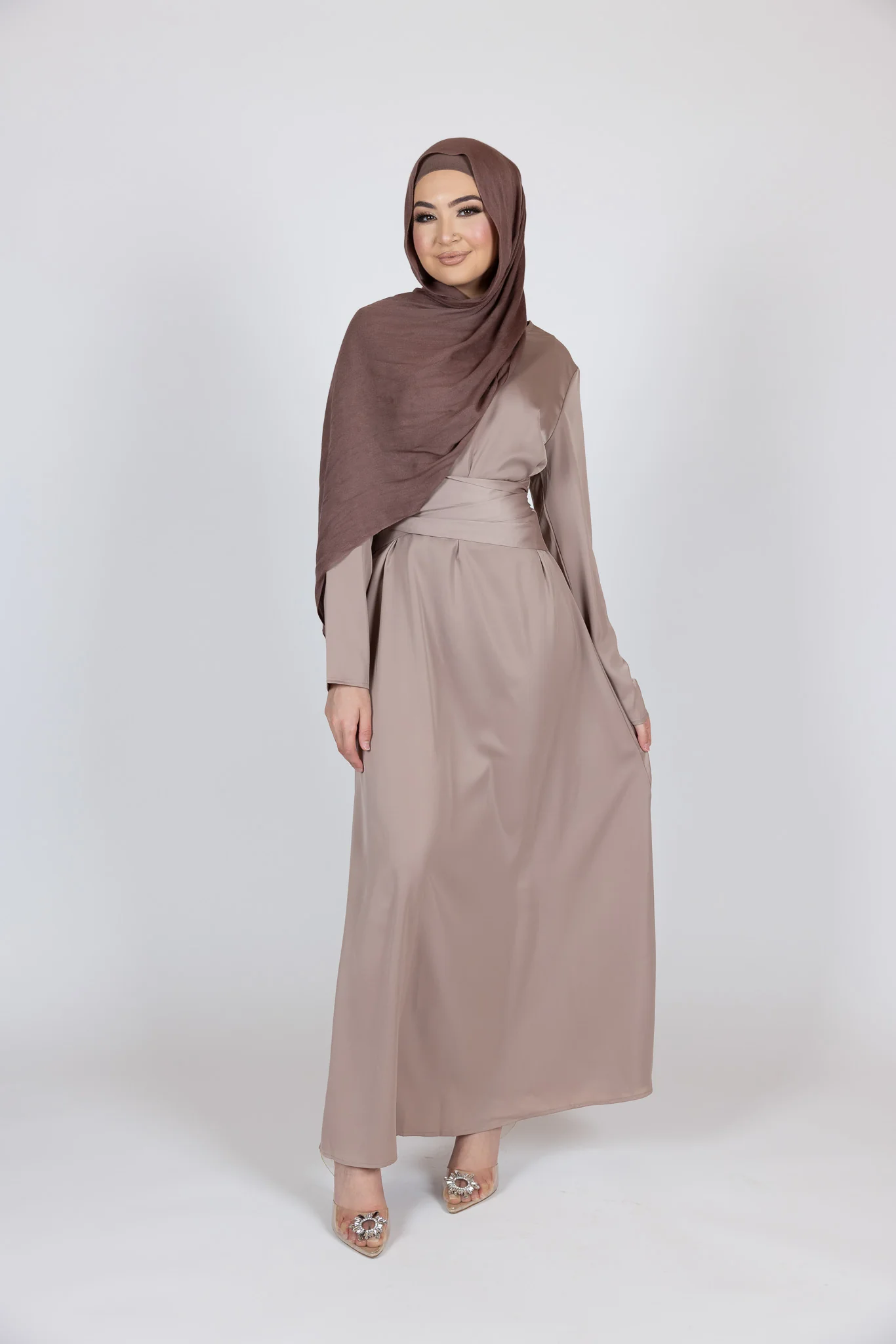 Abril Satin Tie Abaya - Image 9