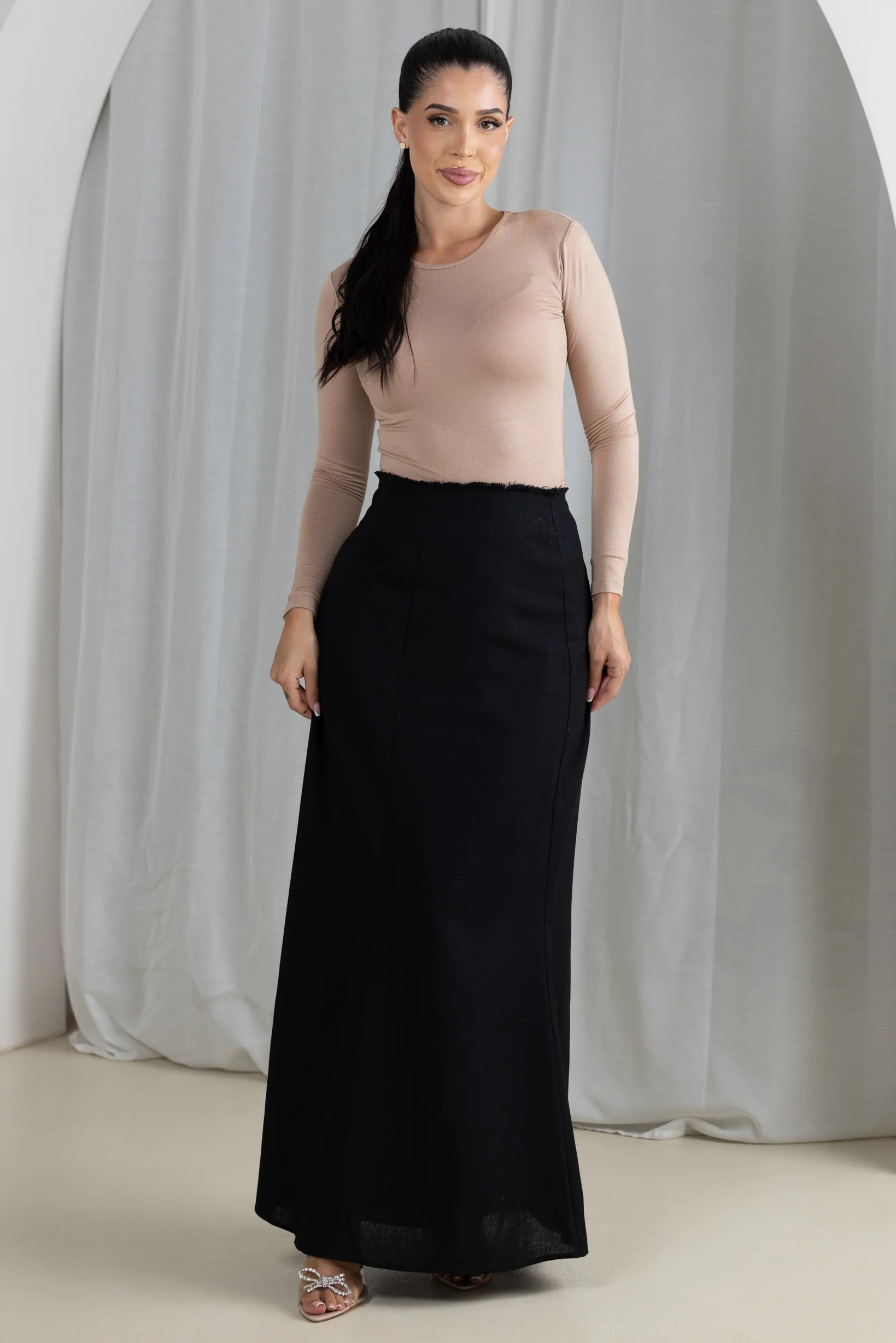 Areem Fray Top Linen Skirt - Image 6