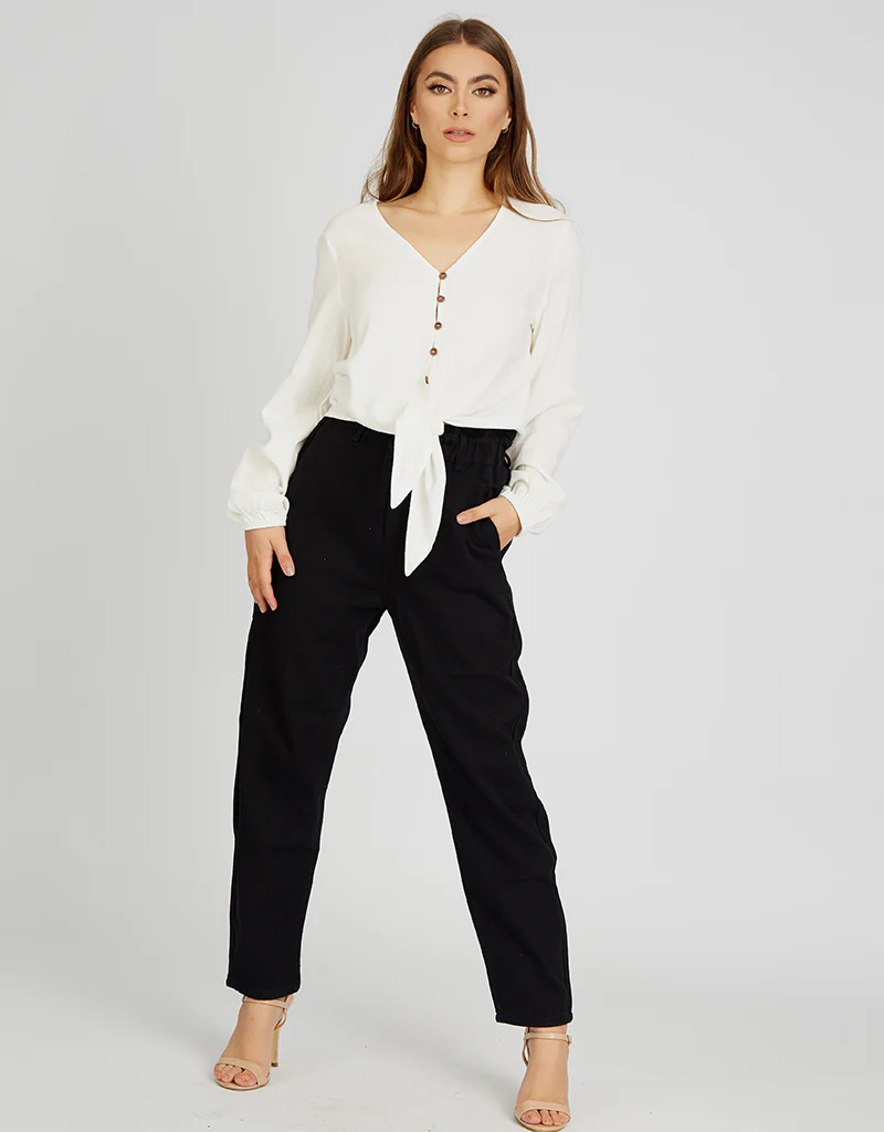 Balloon Elastic Waist Denim Pants - Image 7