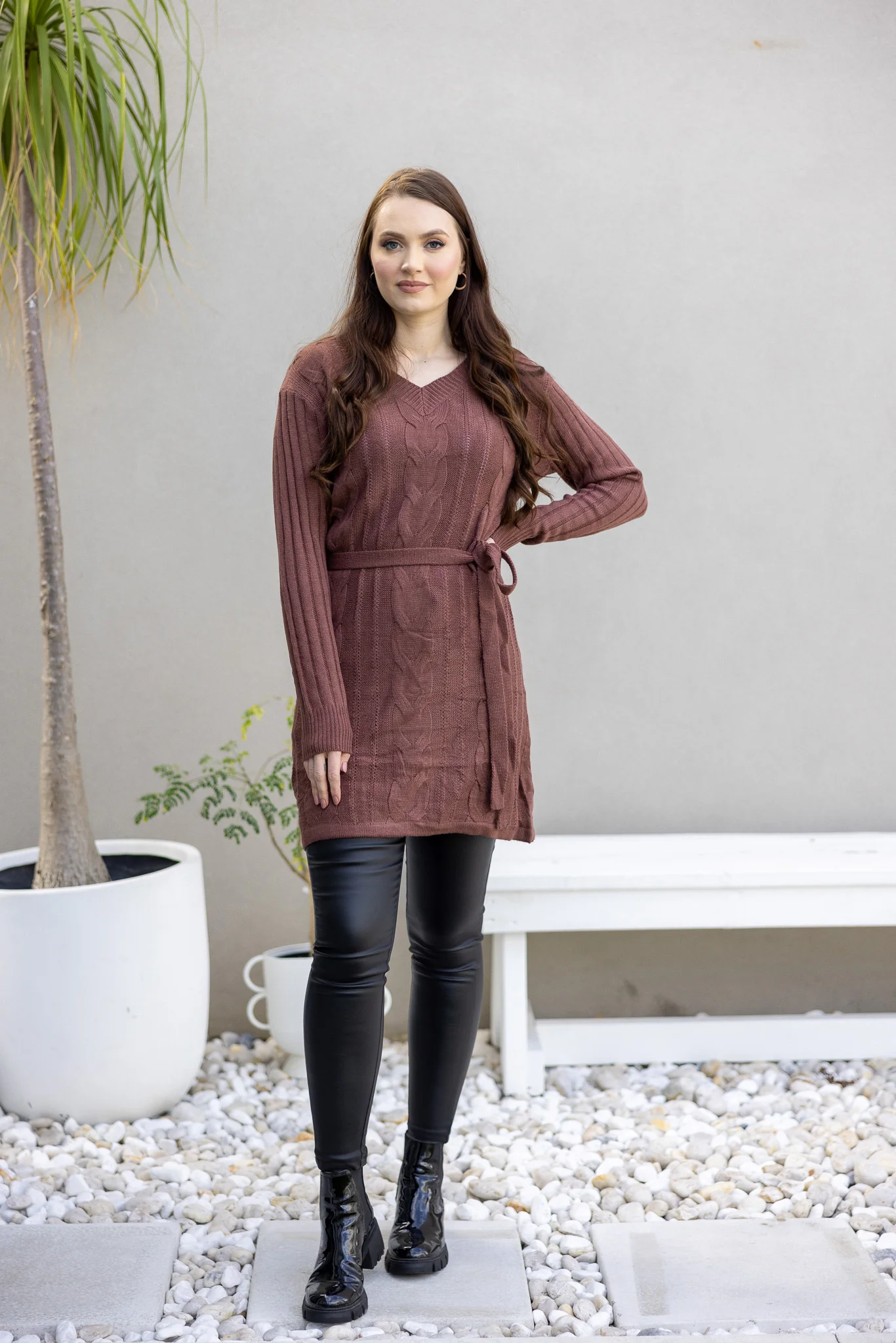 Cable Knit A line Tie Jumper - Image 10