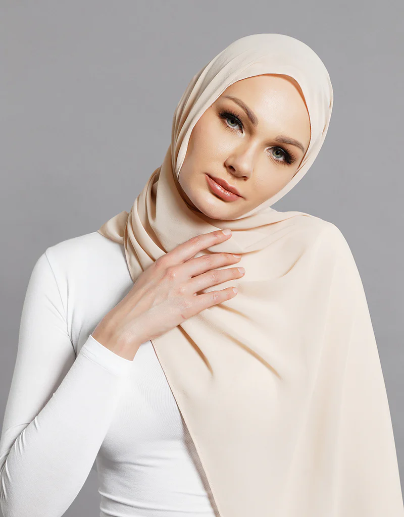 Chiffon Shawl - Shades of White - Image 12