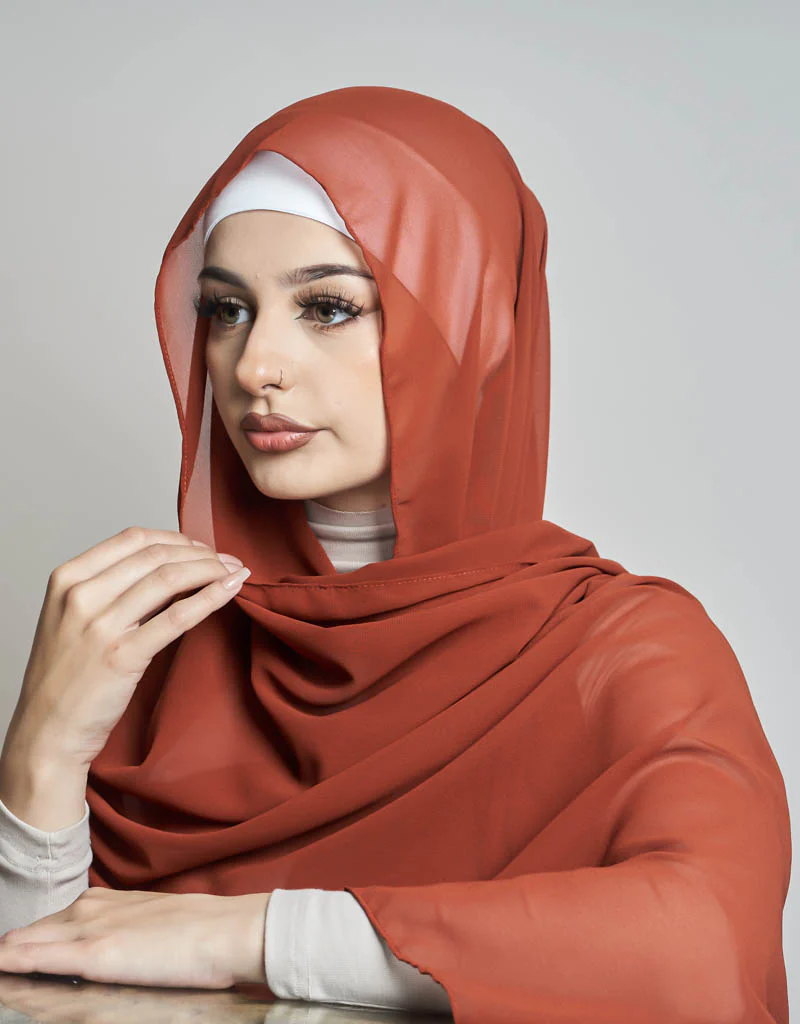 Chiffon Shawl - Shades of Orange - Image 2