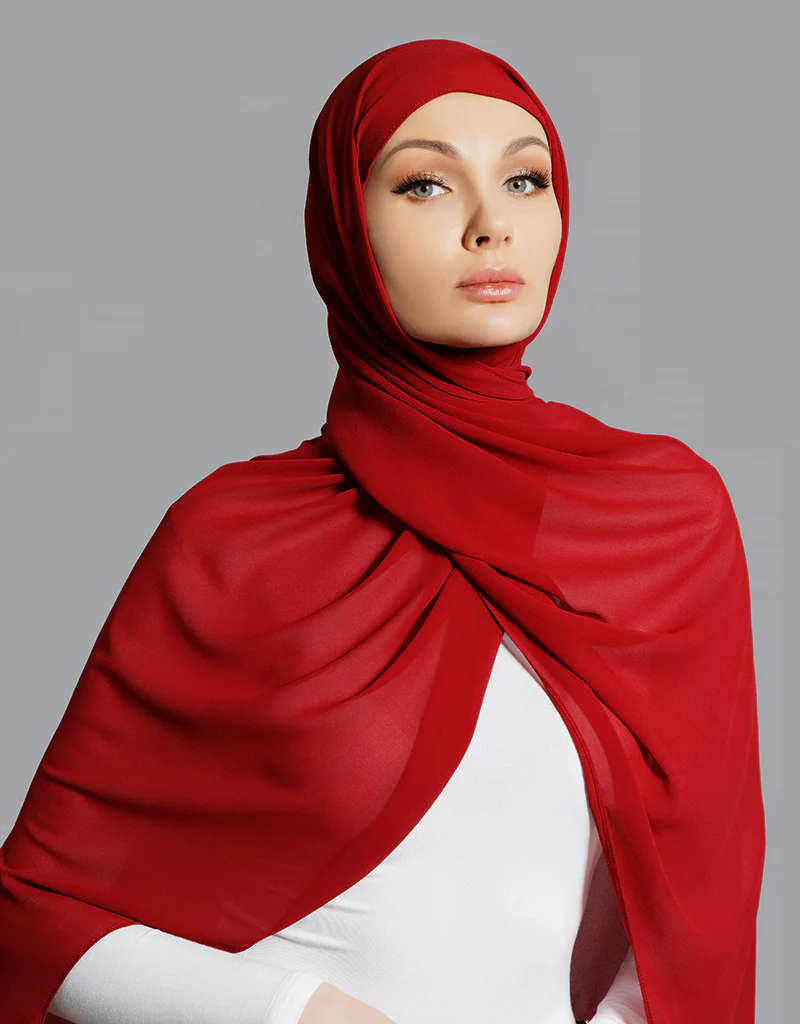 Chiffon Shawl - Shades of Red - Image 15