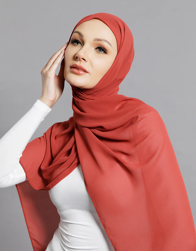Chiffon Shawl - Shades of Red - Image 4