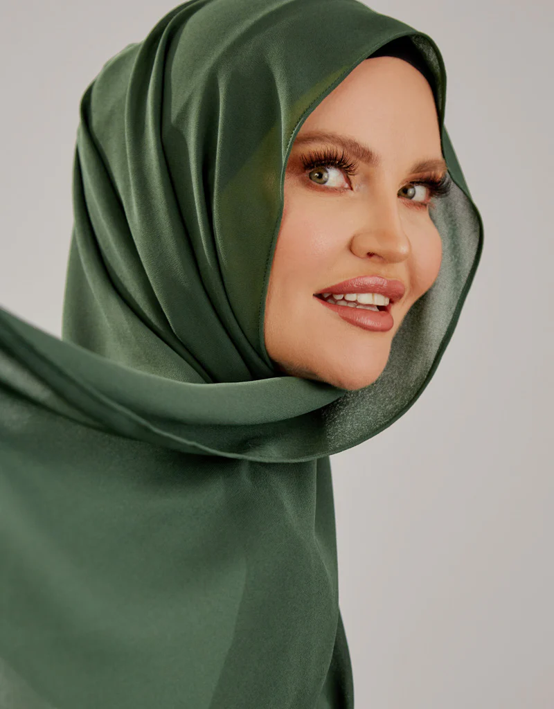 Chiffon Shawl - Shades of Dark Green - Image 3