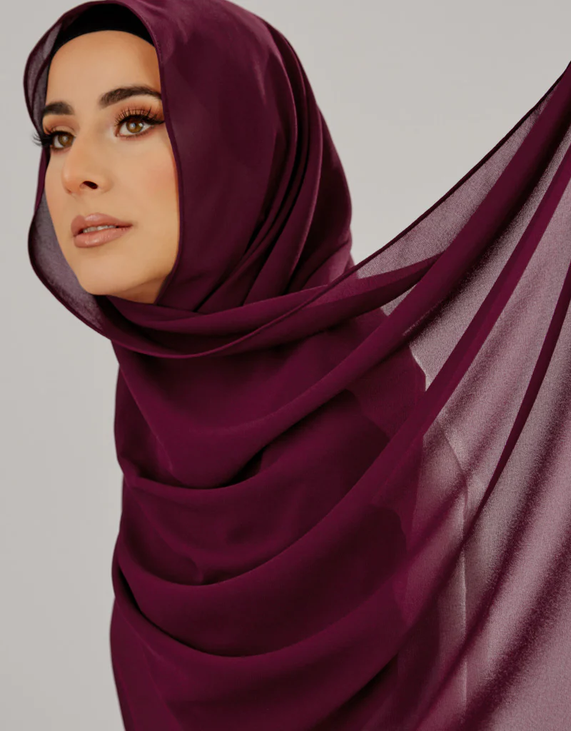 Chiffon Shawl - Shades of Dark Purple - Image 5