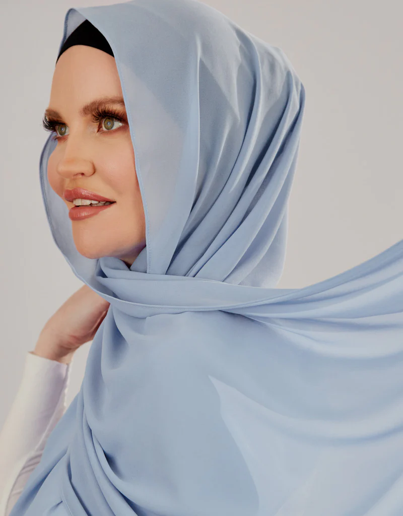 Chiffon Shawl - Shades of Light Blue - Image 9