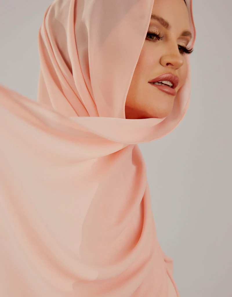 Chiffon Shawl - Shades of Peach-Orange