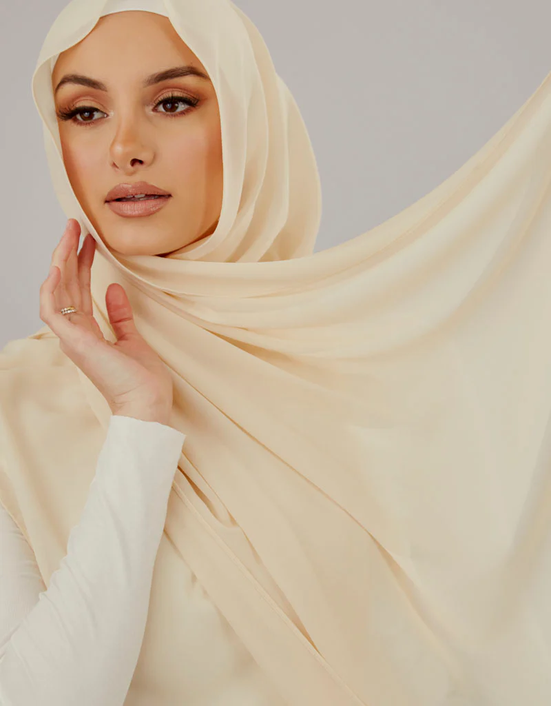 Chiffon Shawl - Shades of White - Image 7