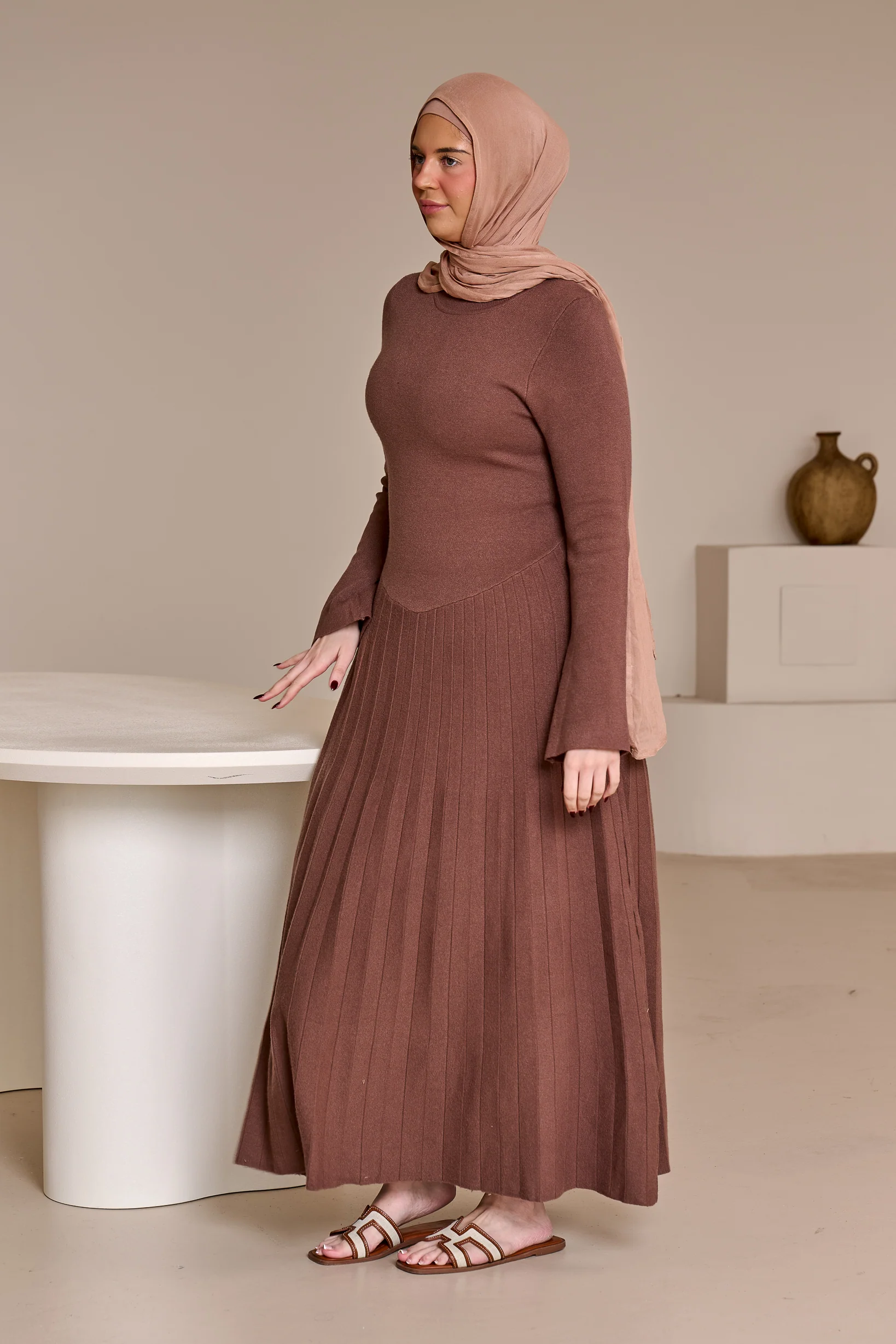 Clara Pleated Knit Dress - Image 14