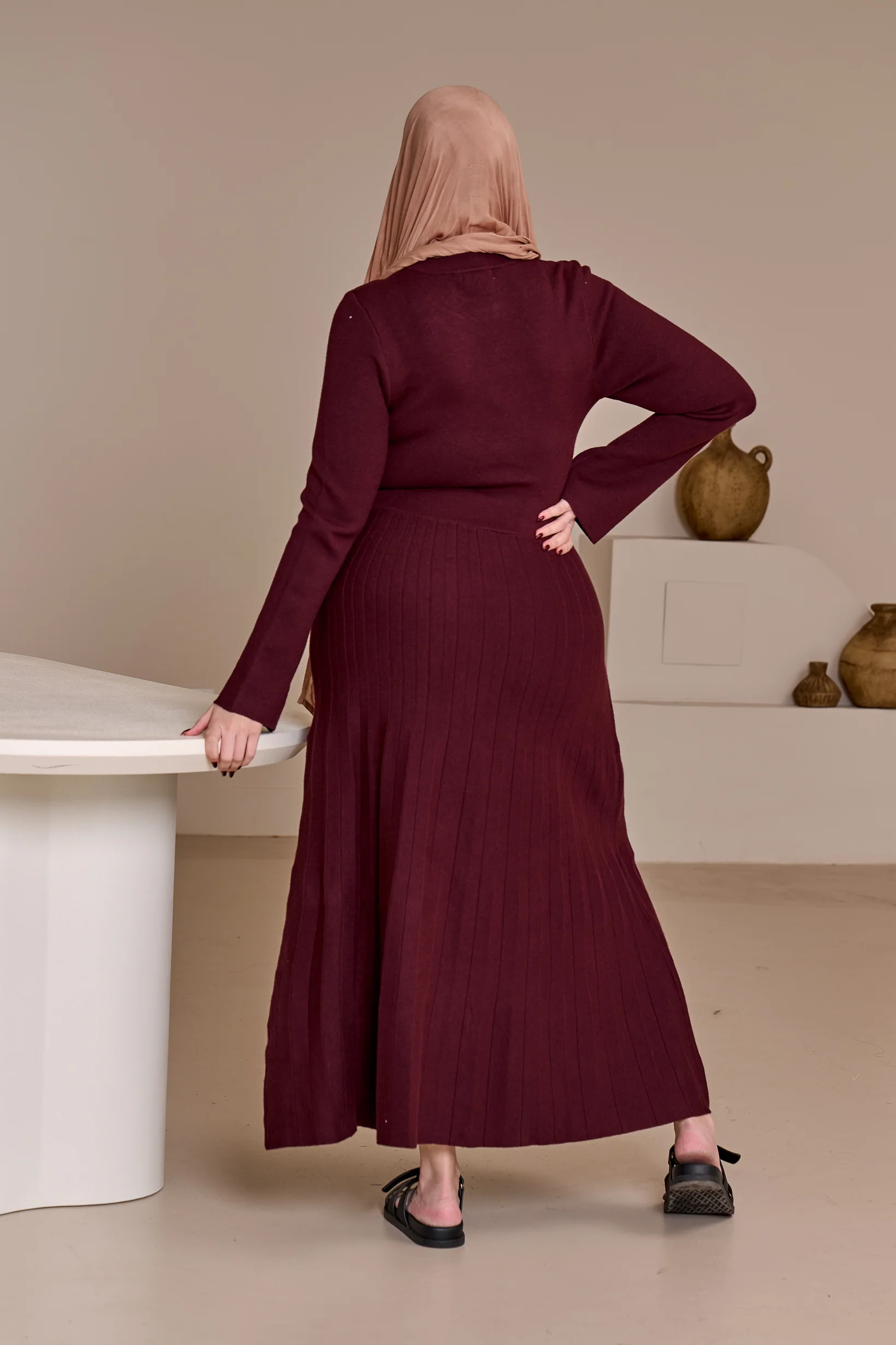 Clara Pleated Knit Dress - Image 20