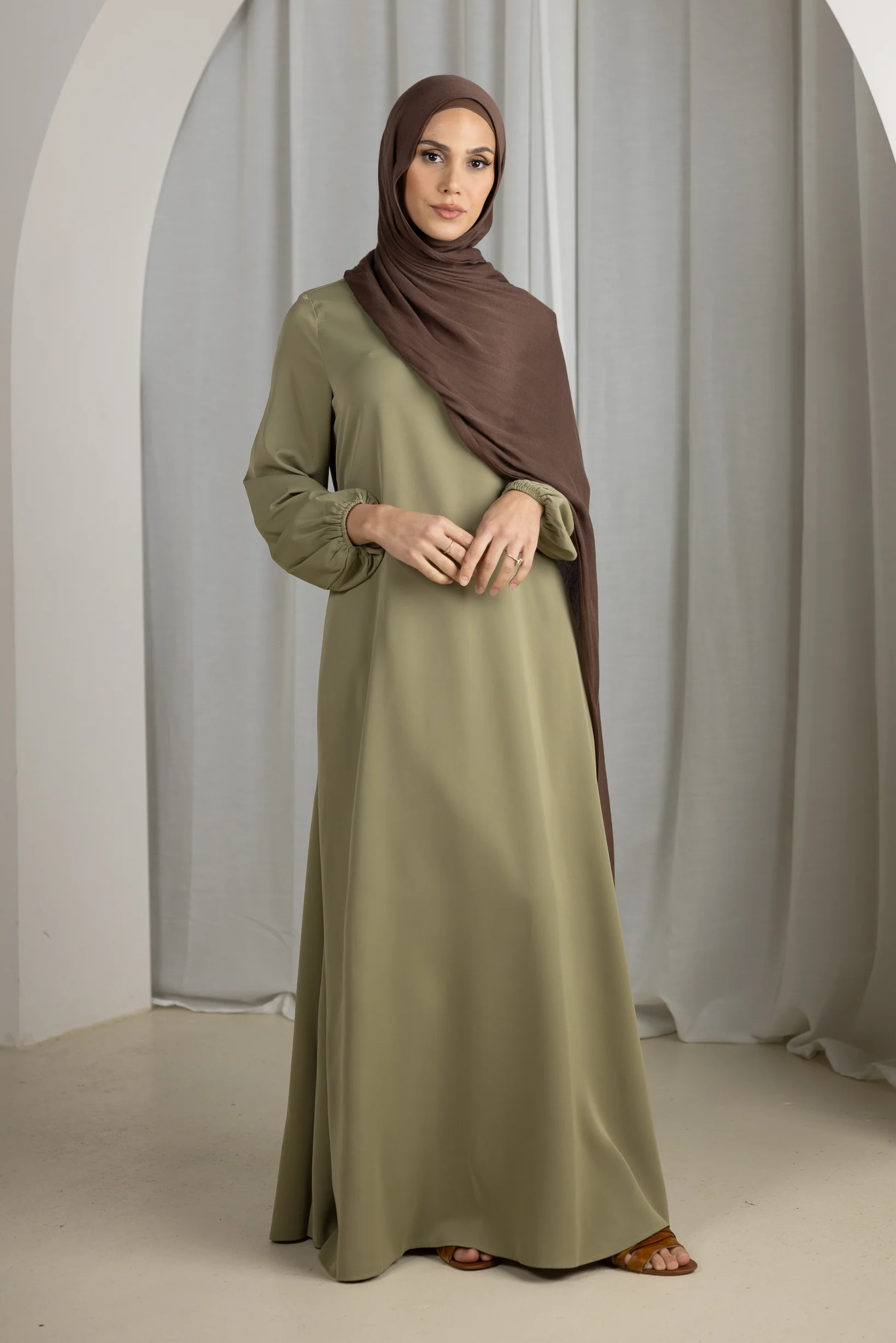 Closed Sleeve Abaya - Shades of Green - Image 5