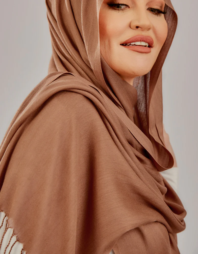 Cotton Tassel Twisted Shawl - Shades of Brown - Image 3