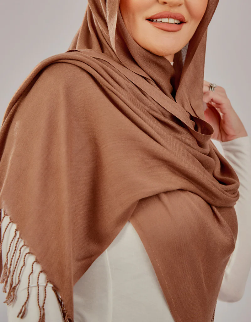 Cotton Tassel Twisted Shawl - Shades of Brown - Image 4