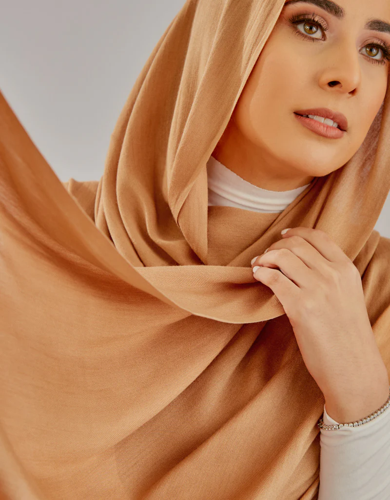 Cotton Tassel Twisted Shawl - Shades of Light Brown - Image 9