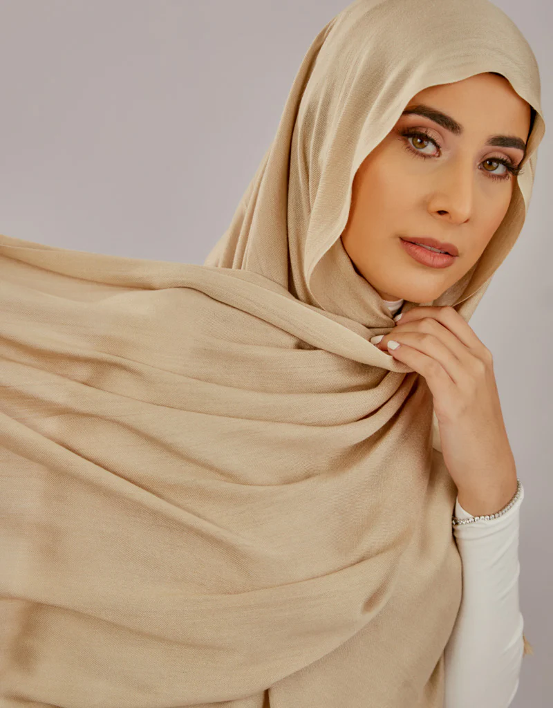 Cotton Tassel Twisted Shawl - Shades of Light Nude - Image 11