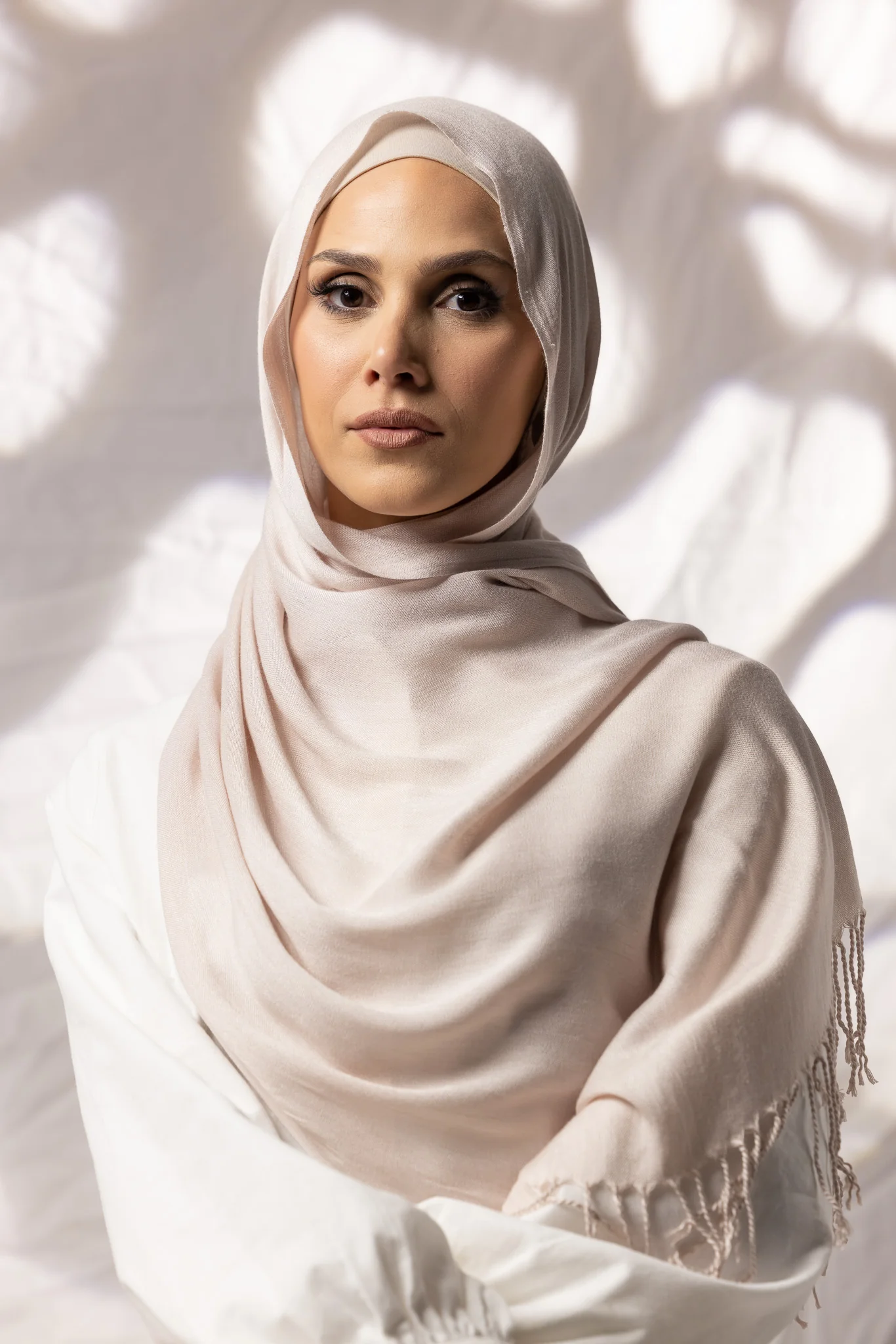 Cotton Tassel Twisted Shawl - Shades of Light Nude - Image 2