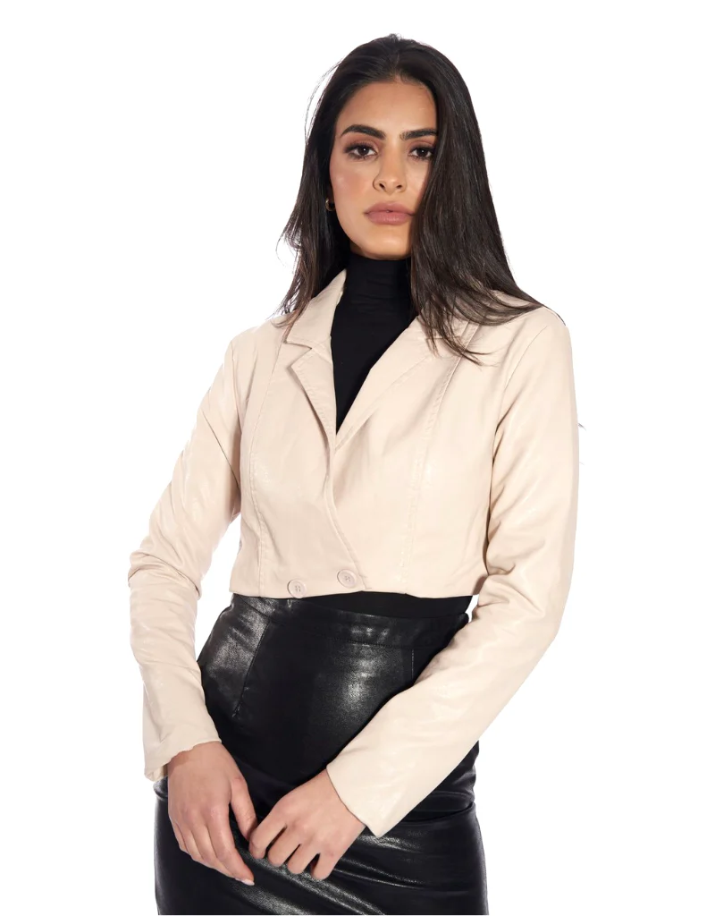 Crop PU Jacket - Image 8