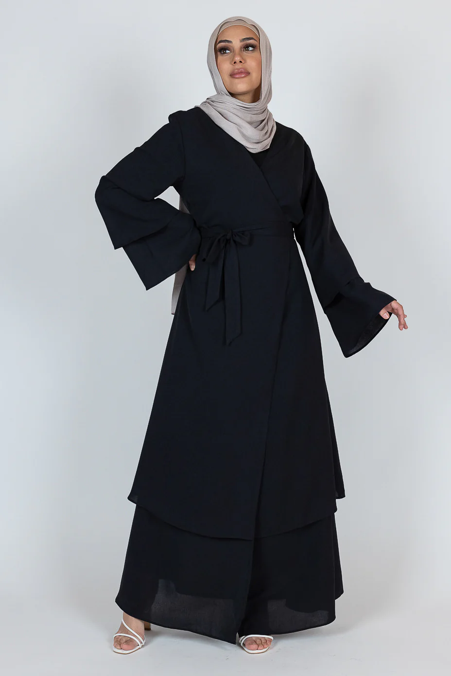 Dala Layered Wrap Abaya - Image 10