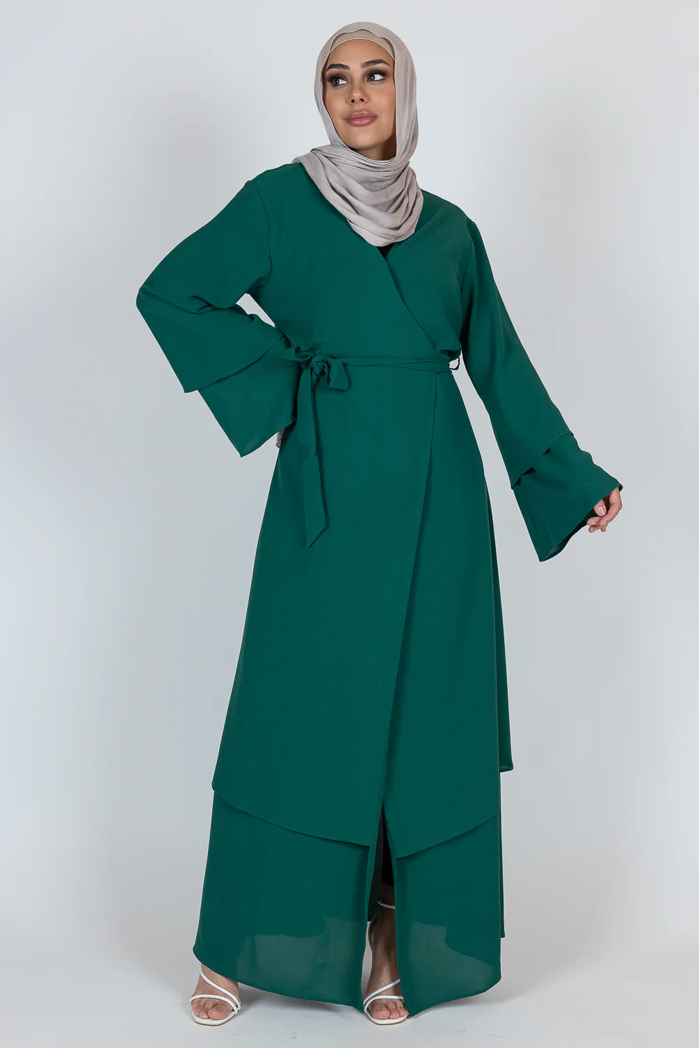 Dala Layered Wrap Abaya - Image 3