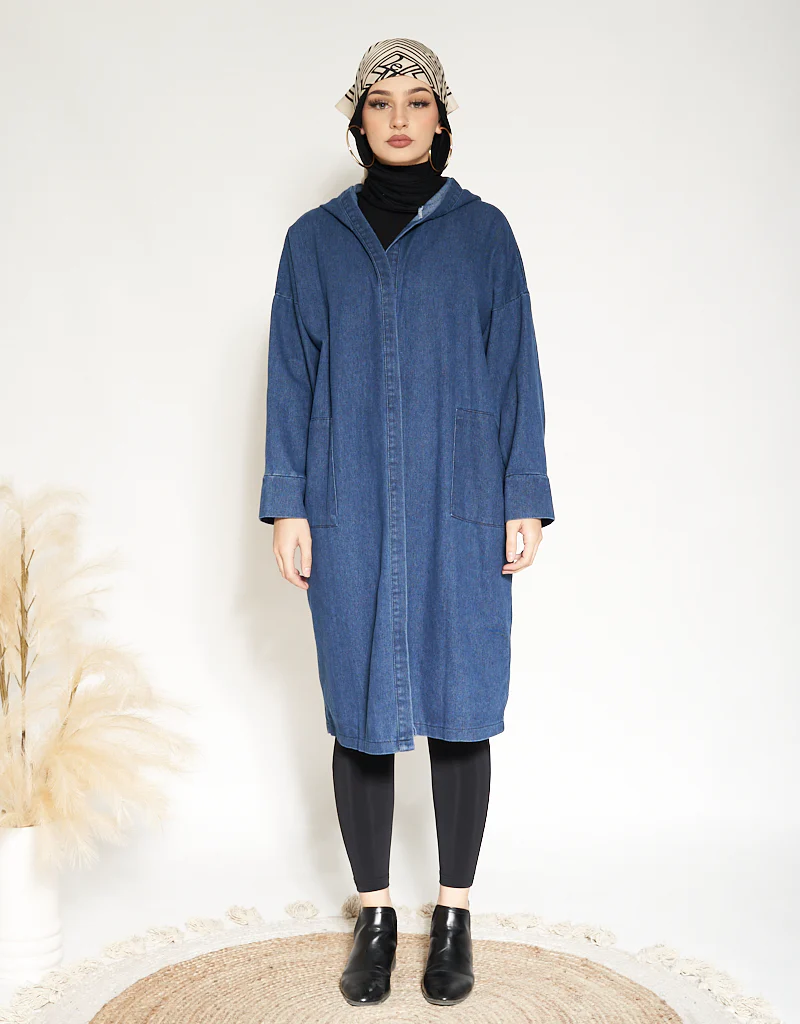 Denim Hooded Trench - Image 2