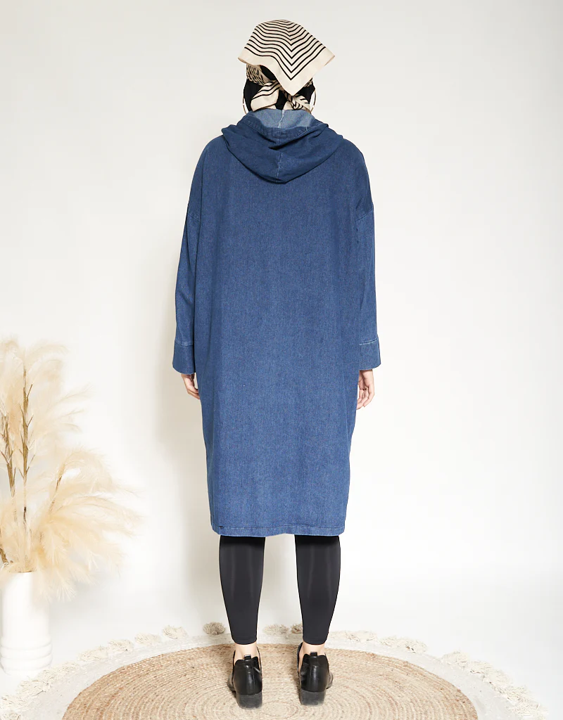 Denim Hooded Trench - Image 4
