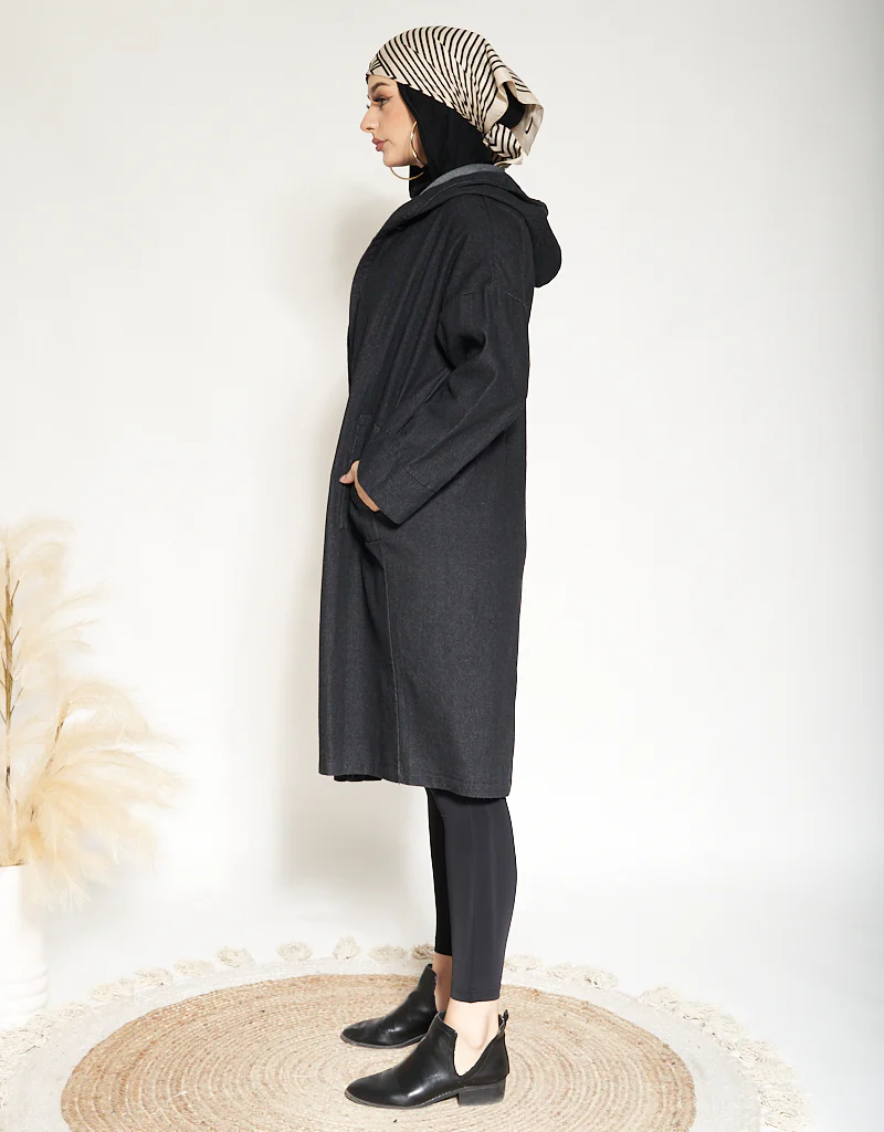Denim Hooded Trench - Image 7