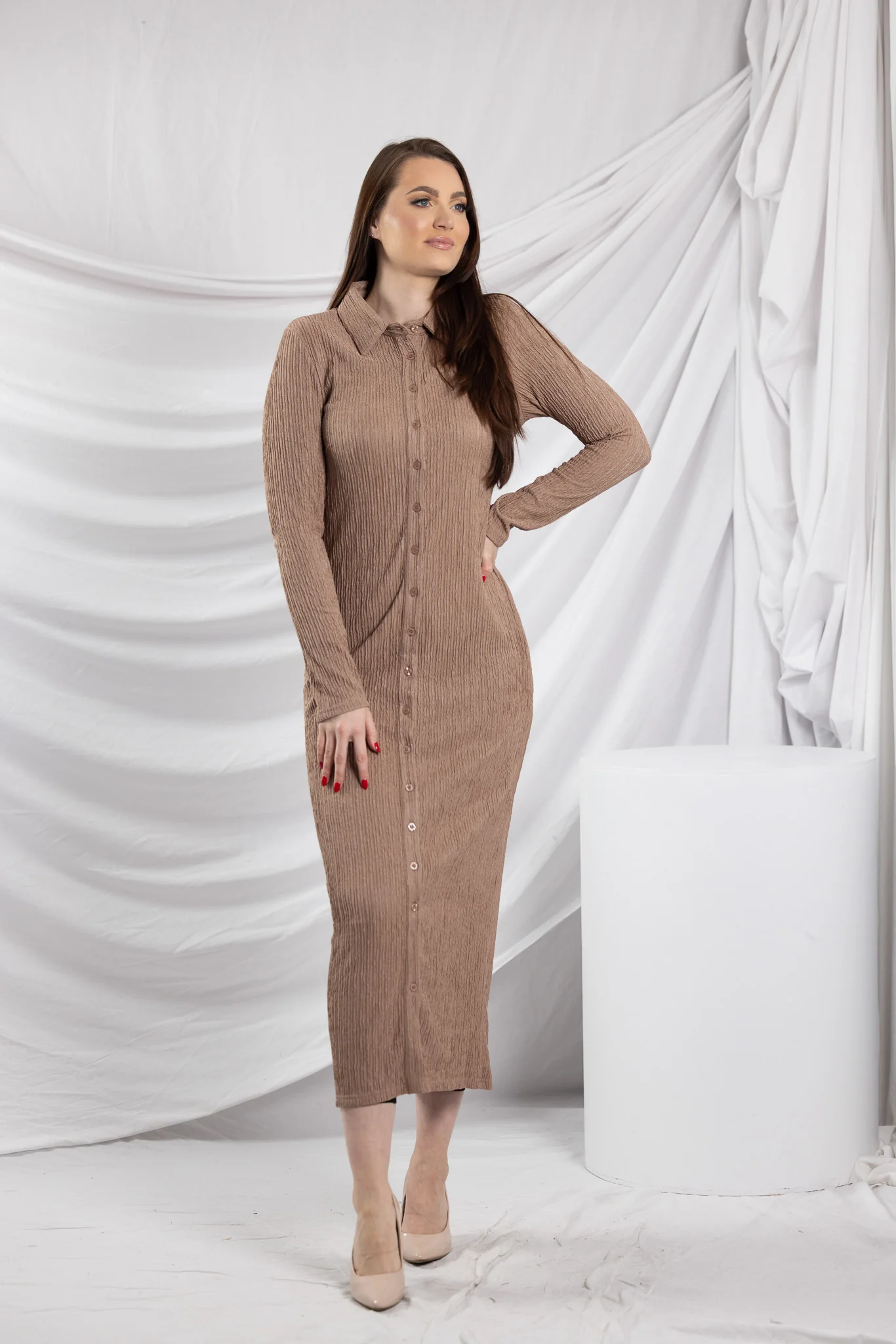 Dream Textured Shirt Dress - Image 13