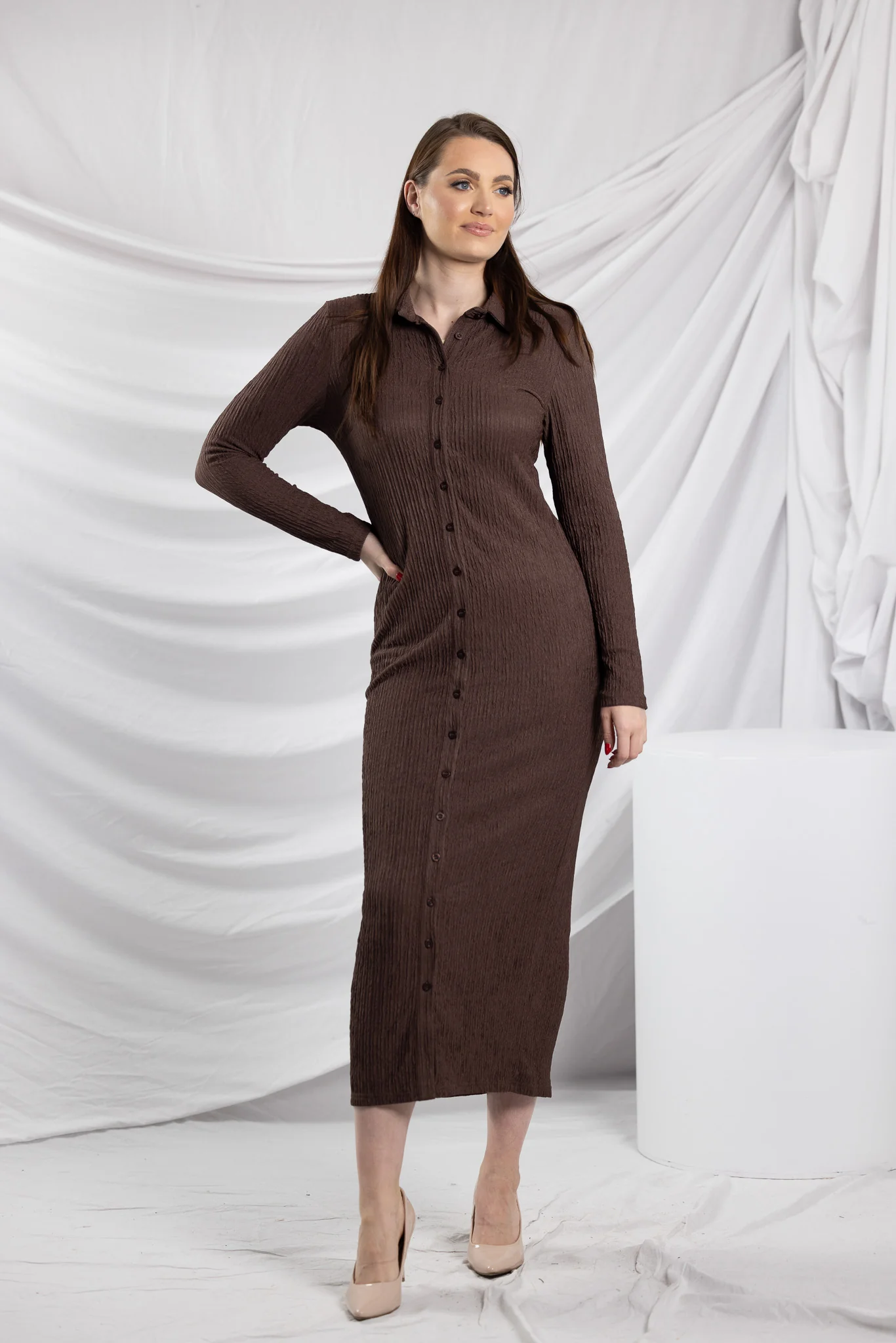 Dream Textured Shirt Dress - Image 8