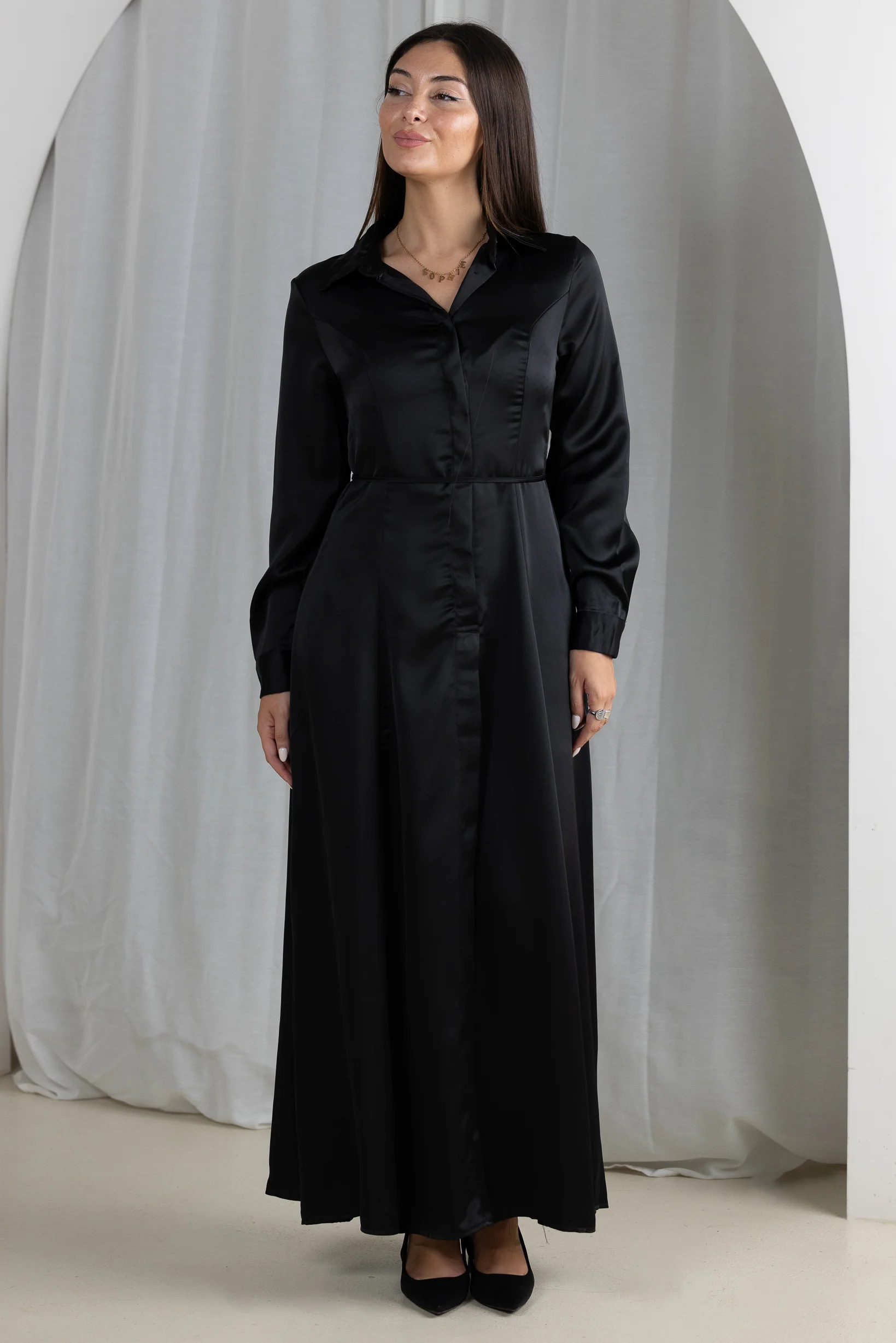 Elayna Satin Shirt Dress - Image 2