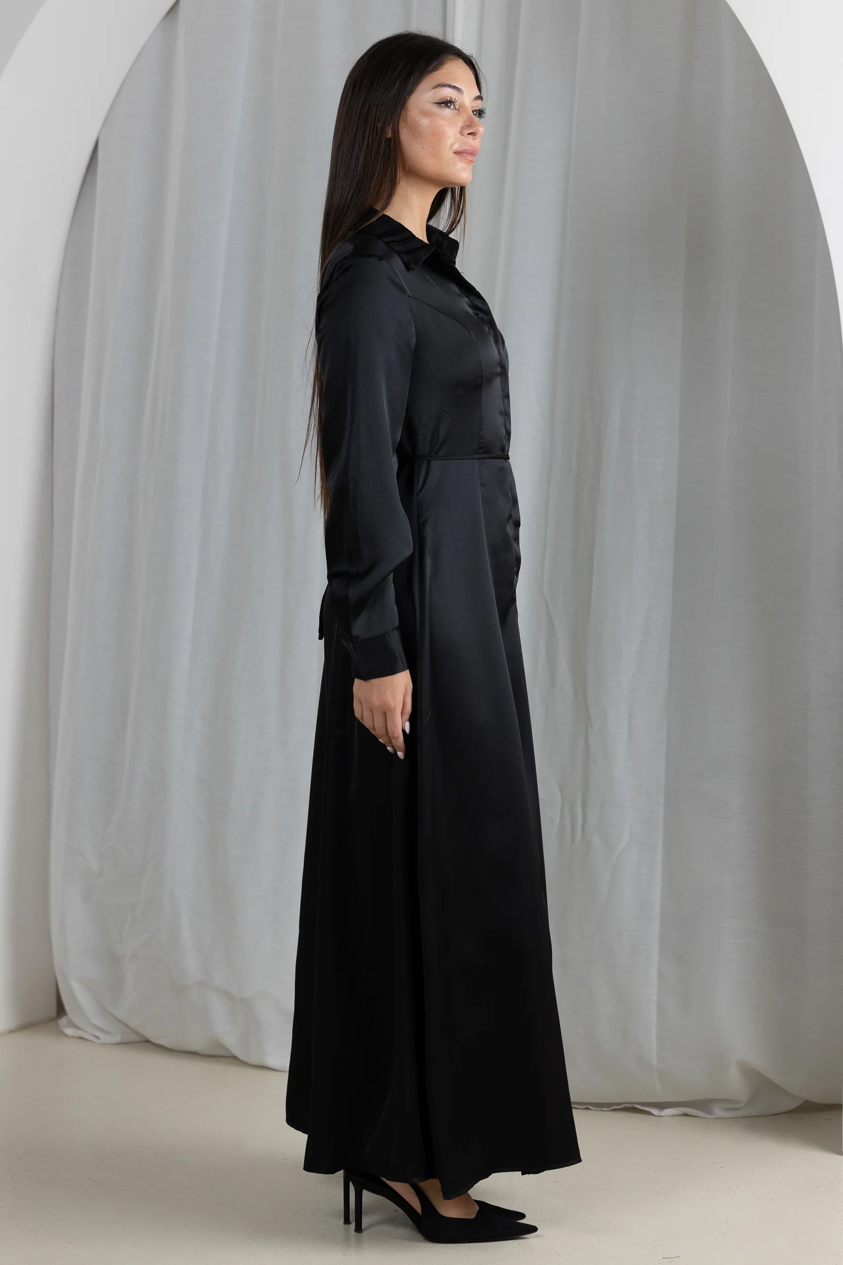 Elayna Satin Shirt Dress - Image 3