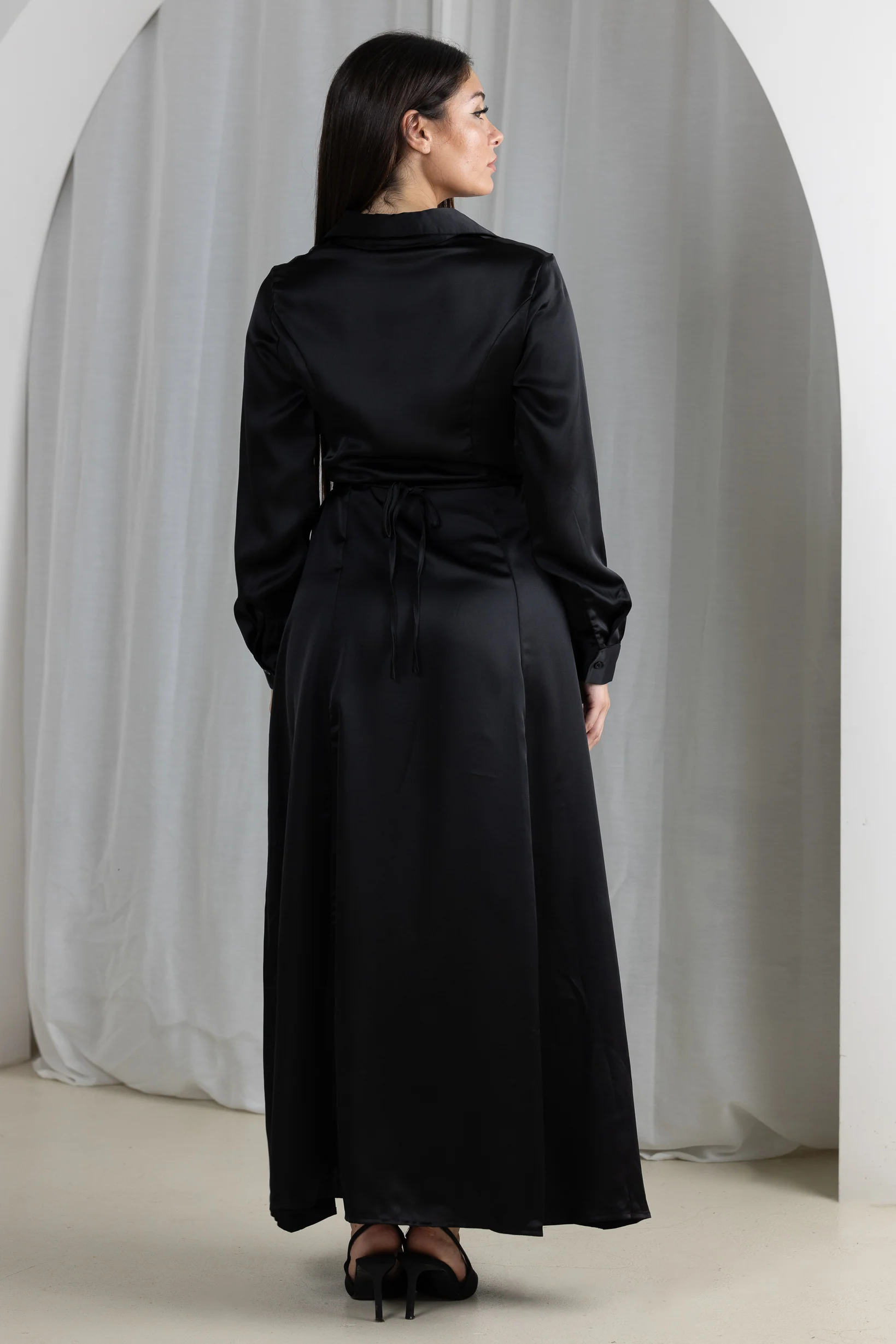 Elayna Satin Shirt Dress - Image 4