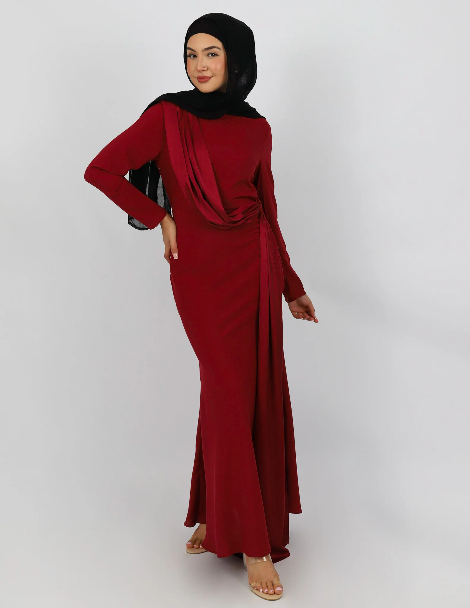 Escape Kalina Satin Drape Dress - Image 3