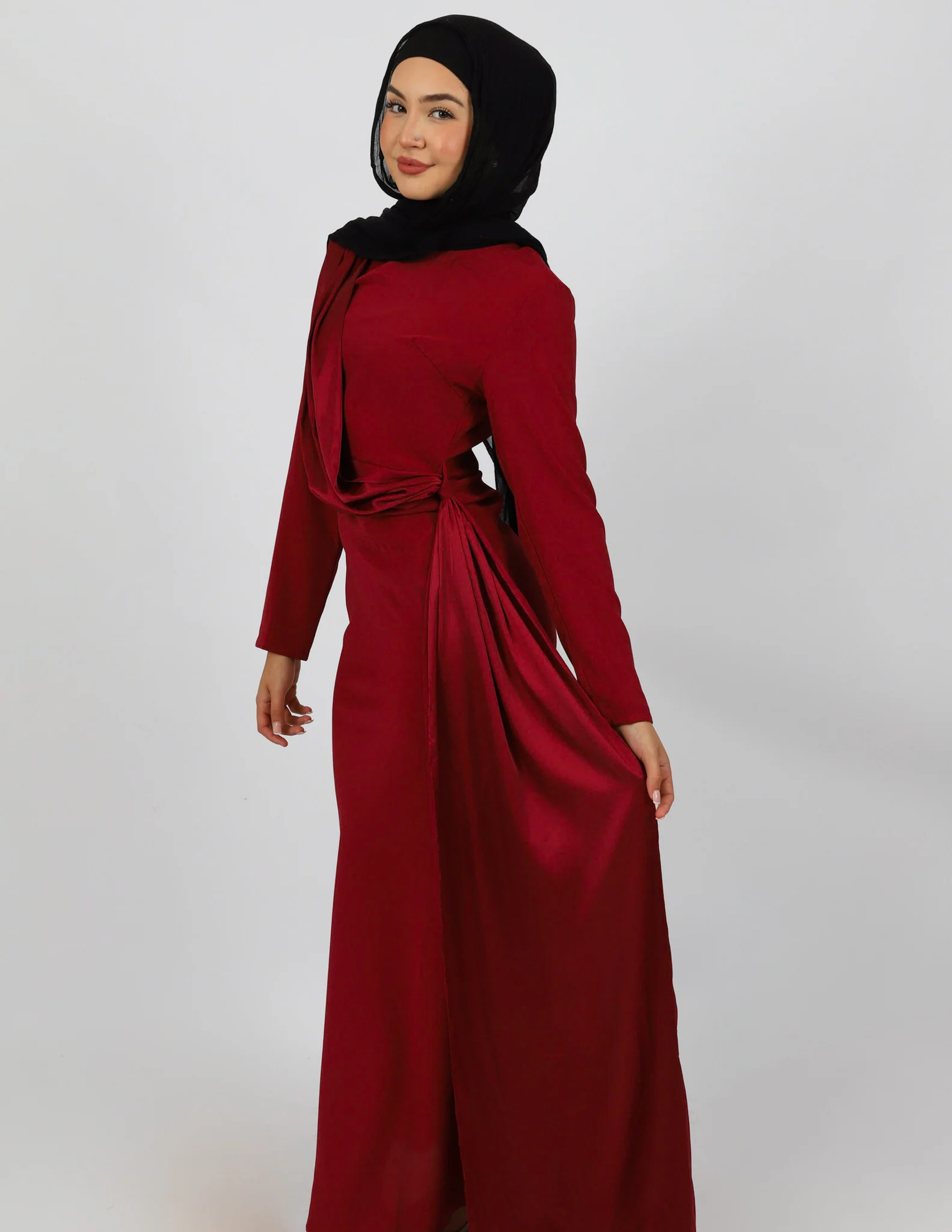 Escape Kalina Satin Drape Dress - Image 4