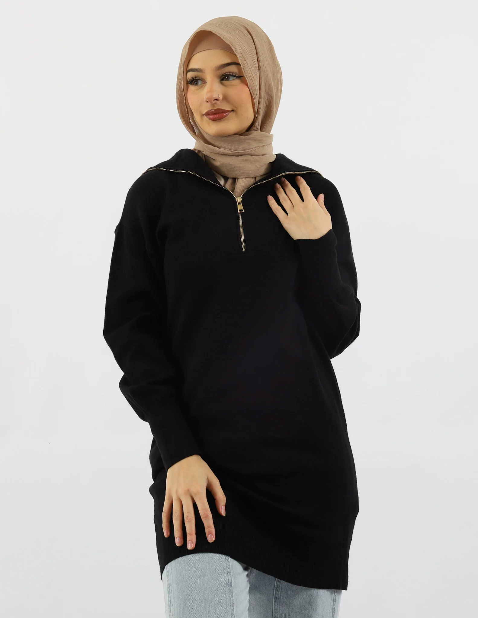 Escape Zip Collar Knit Dress - Image 8