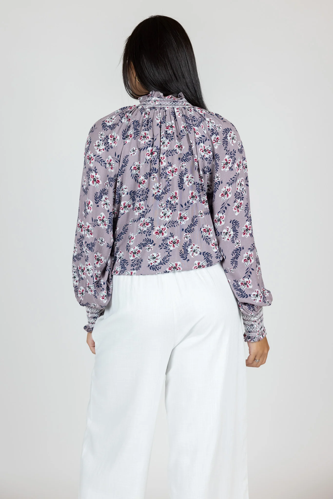 Floral Drawstring Bottom Blouse - Image 3