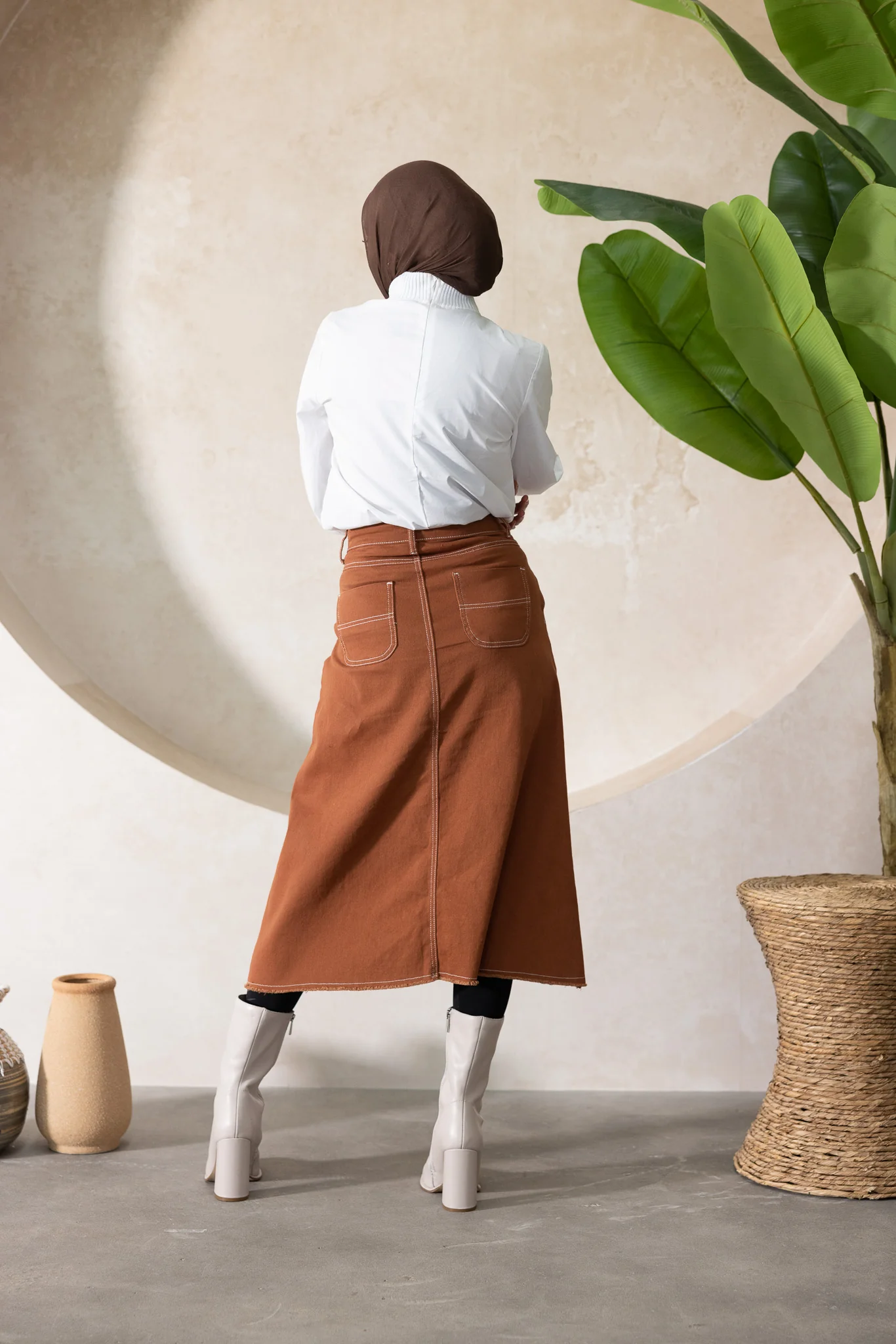Fray Front Split Denim Skirt - Image 3