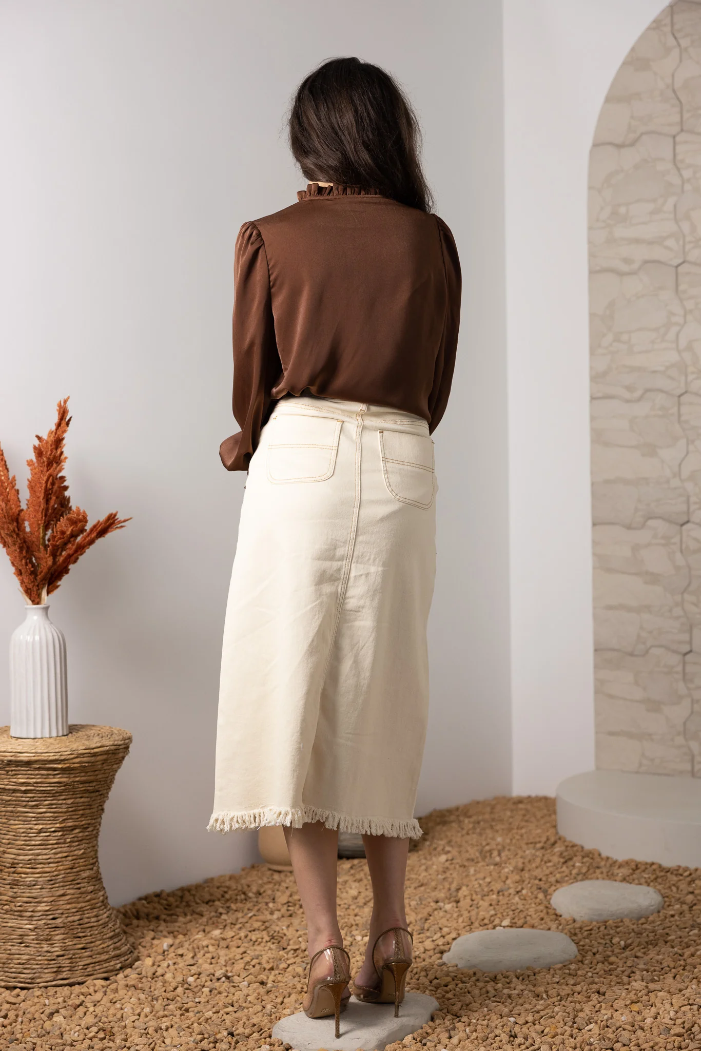 Fray Hem Denim Skirt - Image 4