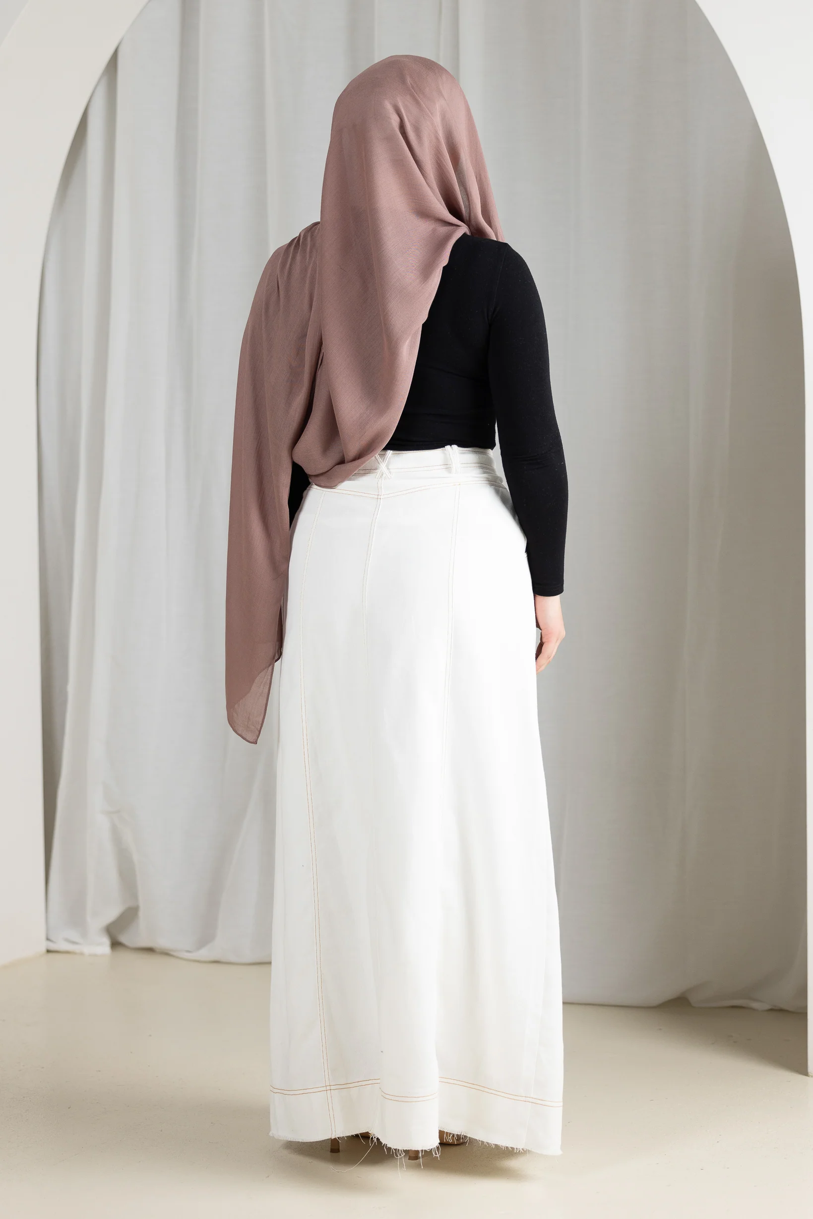 Fray Hem Zip Skirt - Image 5