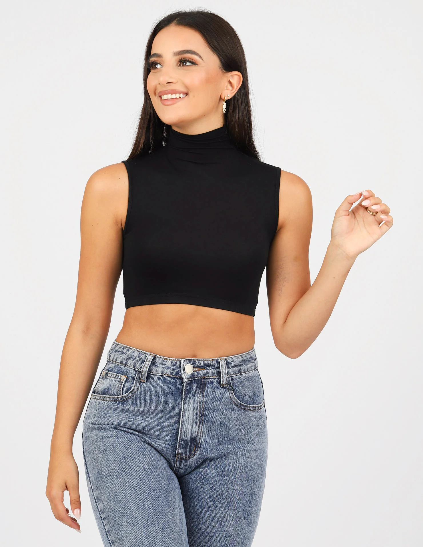 High Neck Sleeveless Crop Body Top - Image 7