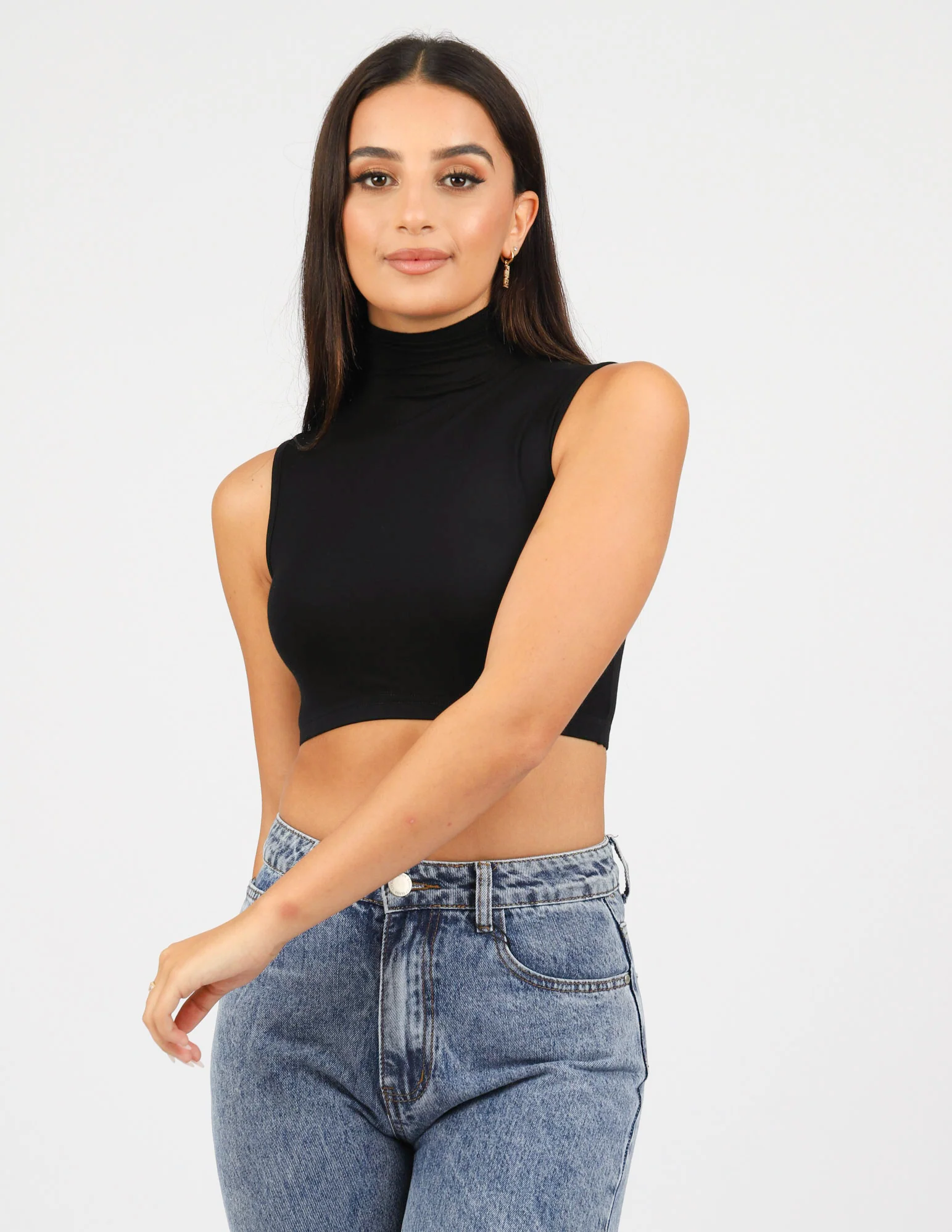 High Neck Sleeveless Crop Body Top - Image 8