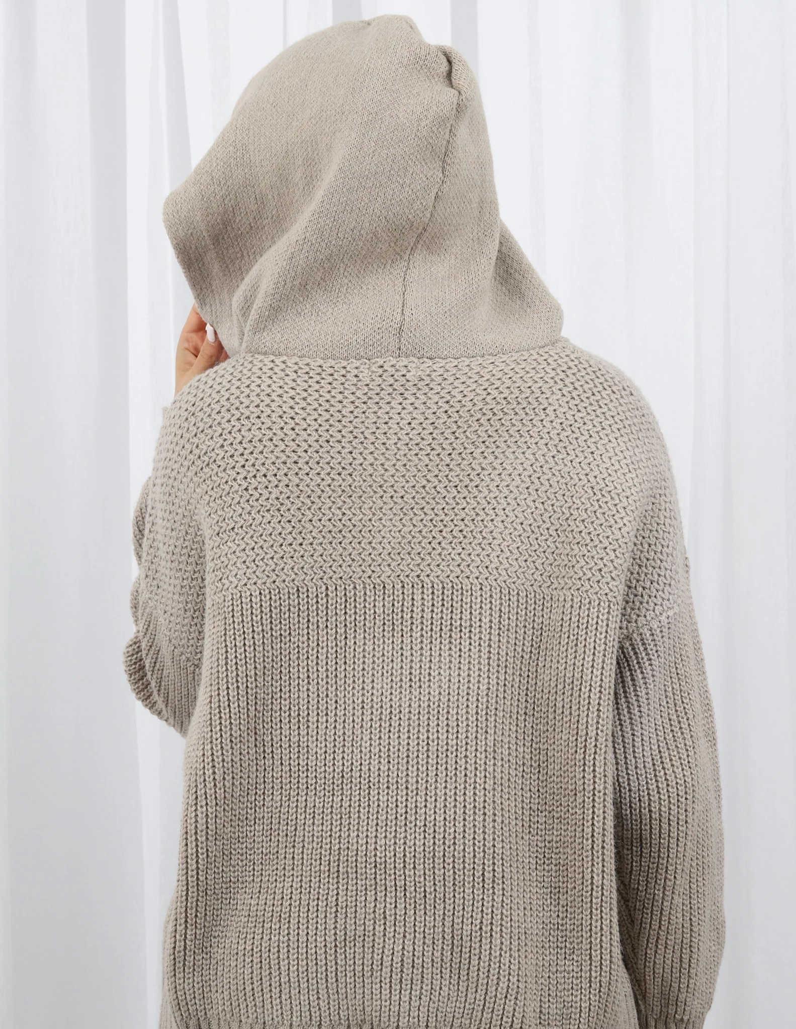 Hooded Shell Button Knit Top - Image 4