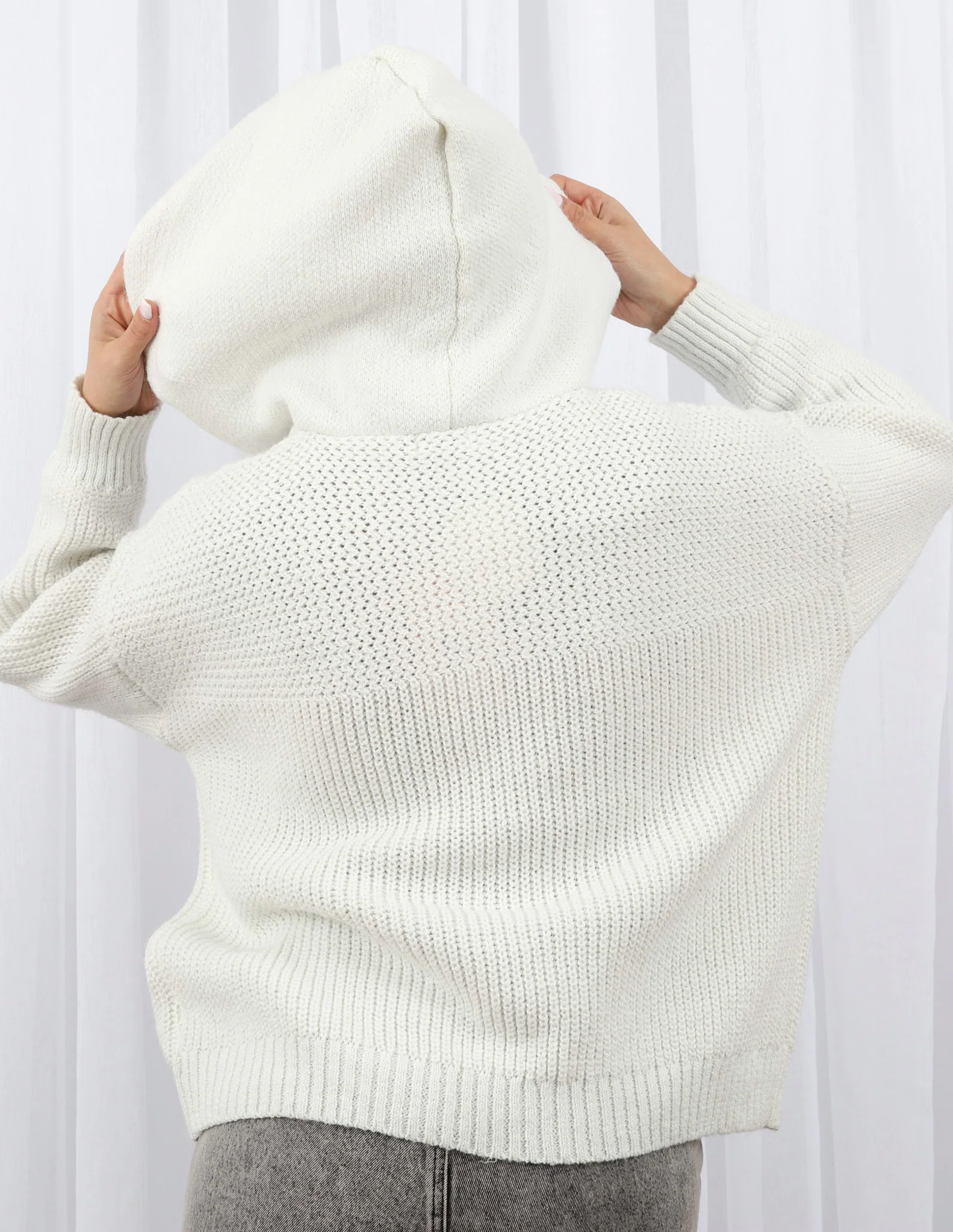Hooded Shell Button Knit Top - Image 8