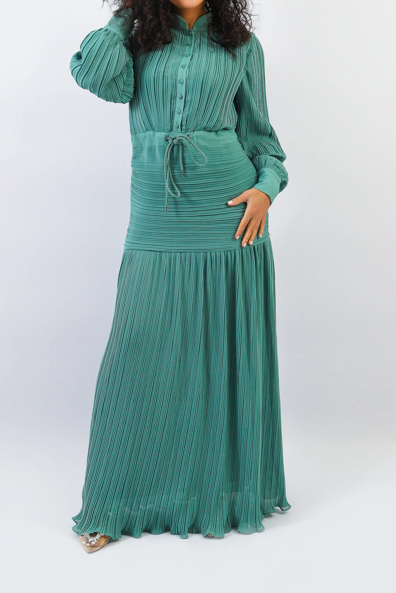 Isla Drawstring Pleat Dress - Image 9