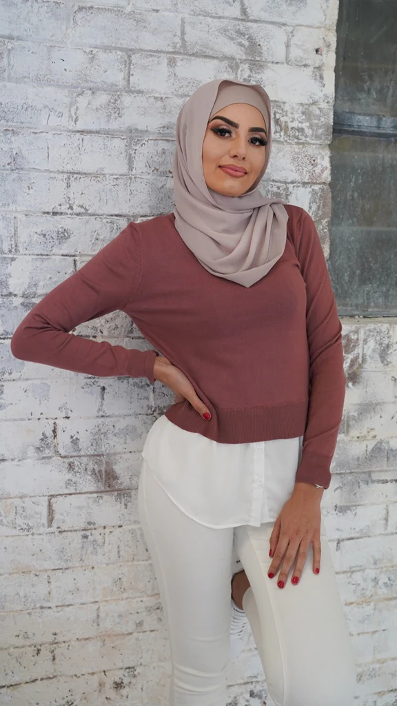 Knit Chiffon Shirt Jumper - Image 17