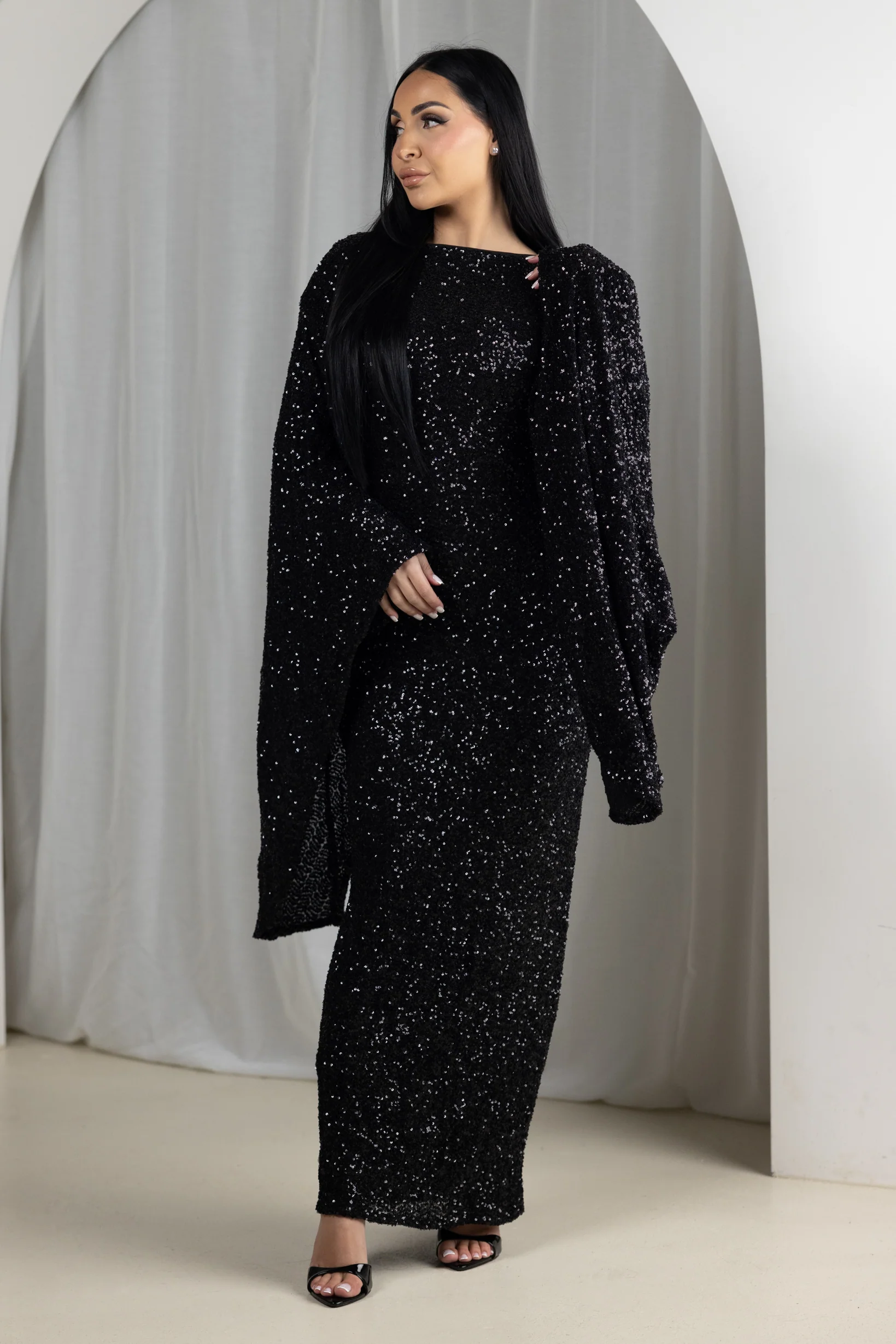 Krystal Drape Sleeve Dress - Image 14