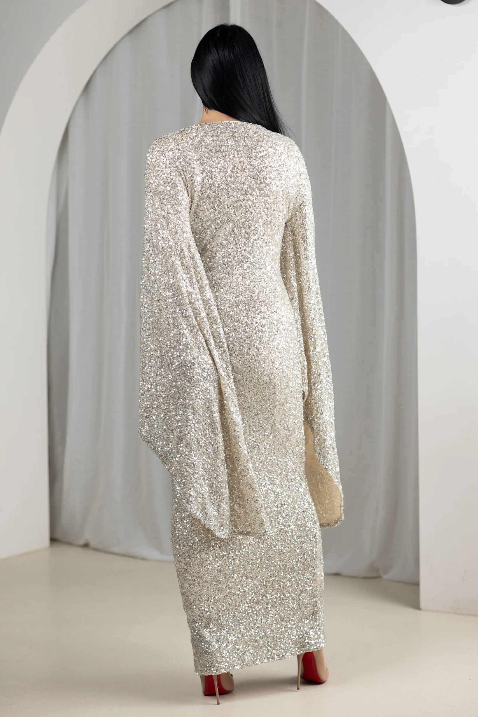 Krystal Drape Sleeve Dress - Image 8